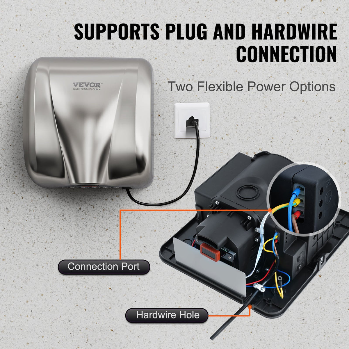 Heavy Duty Commercial Hand Dryer 1800W Automatic Stainless Steel
