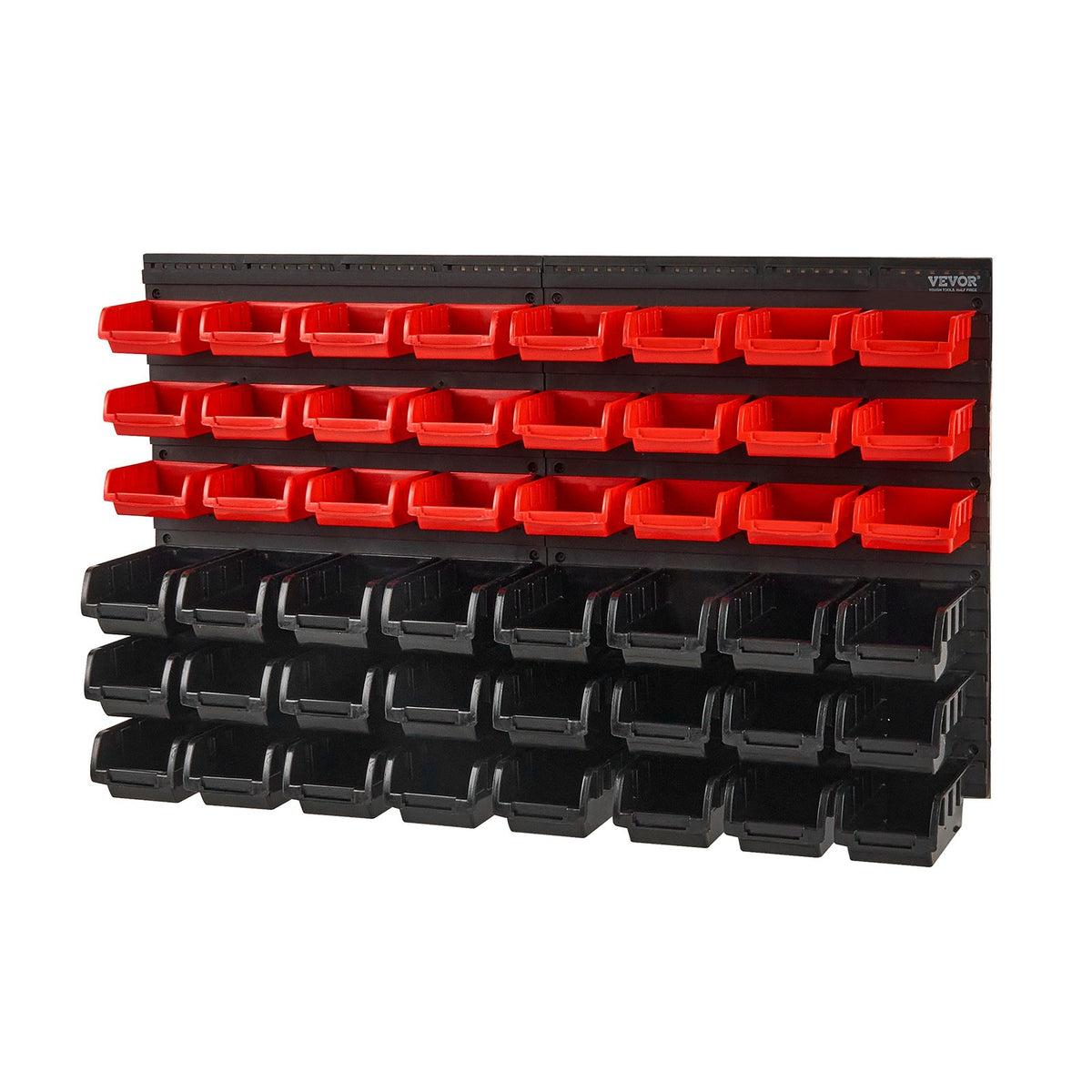 Wall Mounted 48-Bin Parts Rack Organizer with Wall Panels for Small Parts
