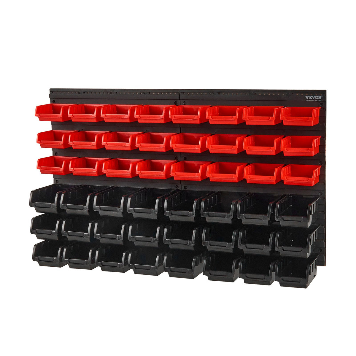 Wall Mounted 48-Bin Parts Rack Organizer with Wall Panels for Small Parts