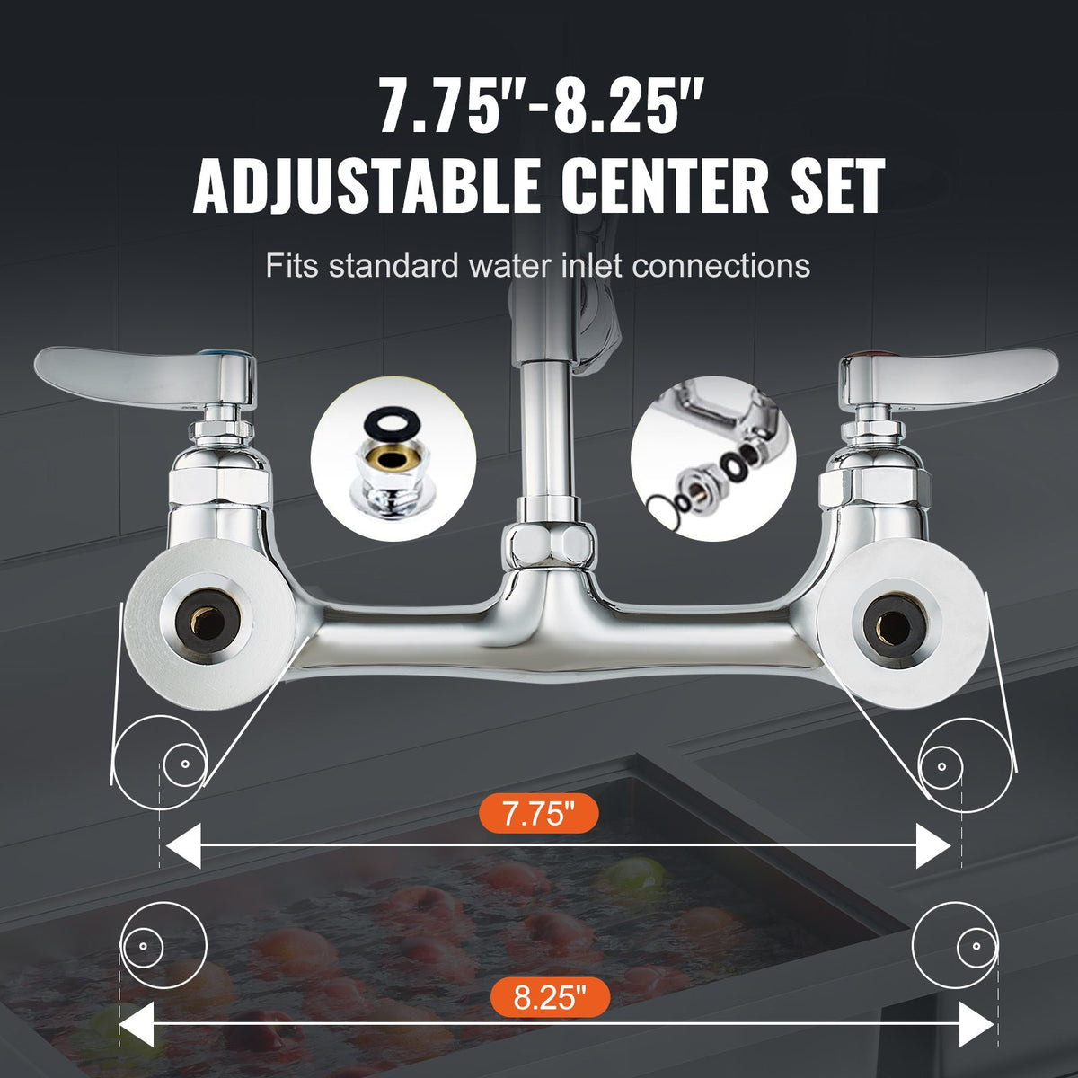 Commercial Pre-Rinse Kitchen Faucet 21" Wall Mount with 12" Swing Spout