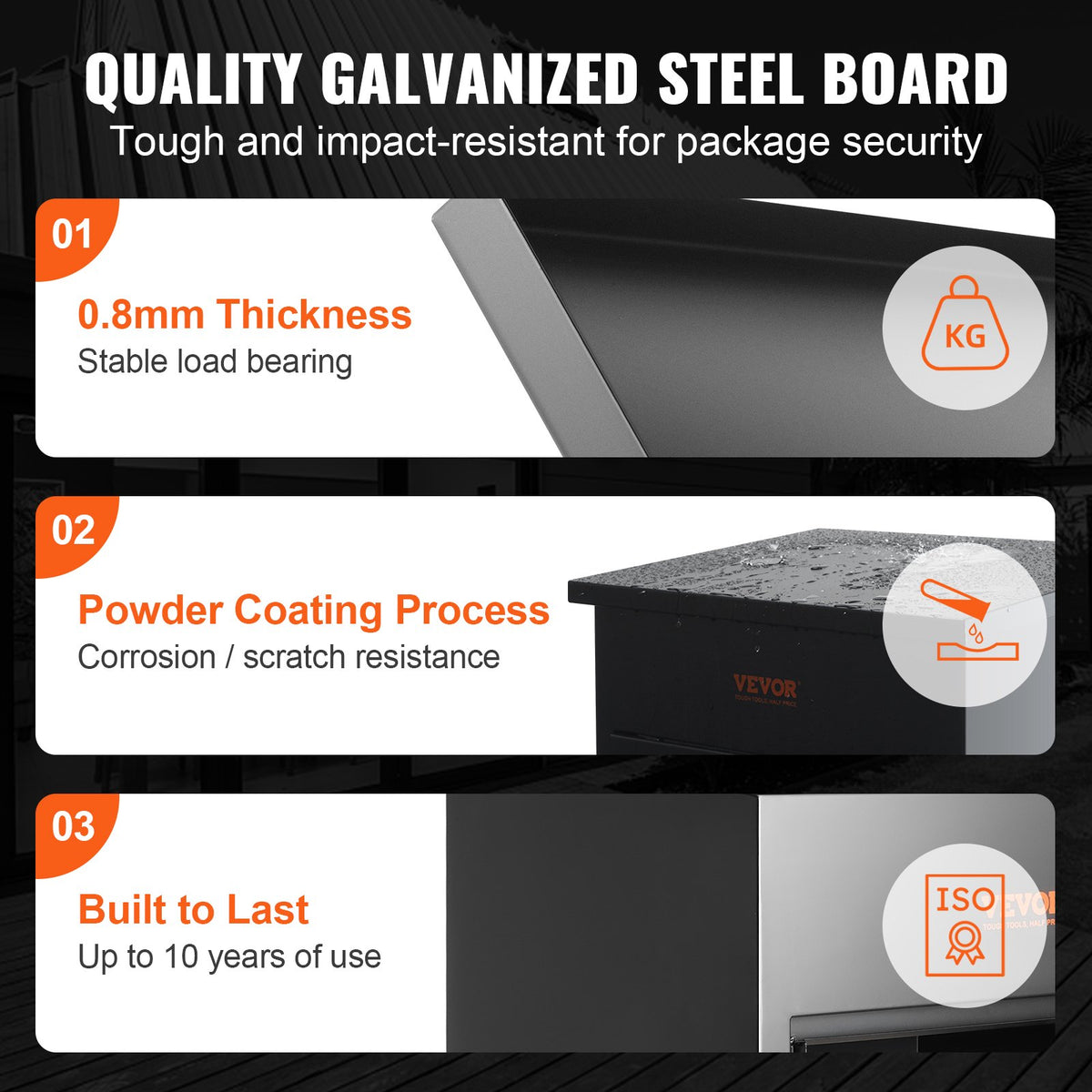 Mailboxes for Outside 17.3"x13.8"x22.8" Galvanized Steel Lockable Waterproof
