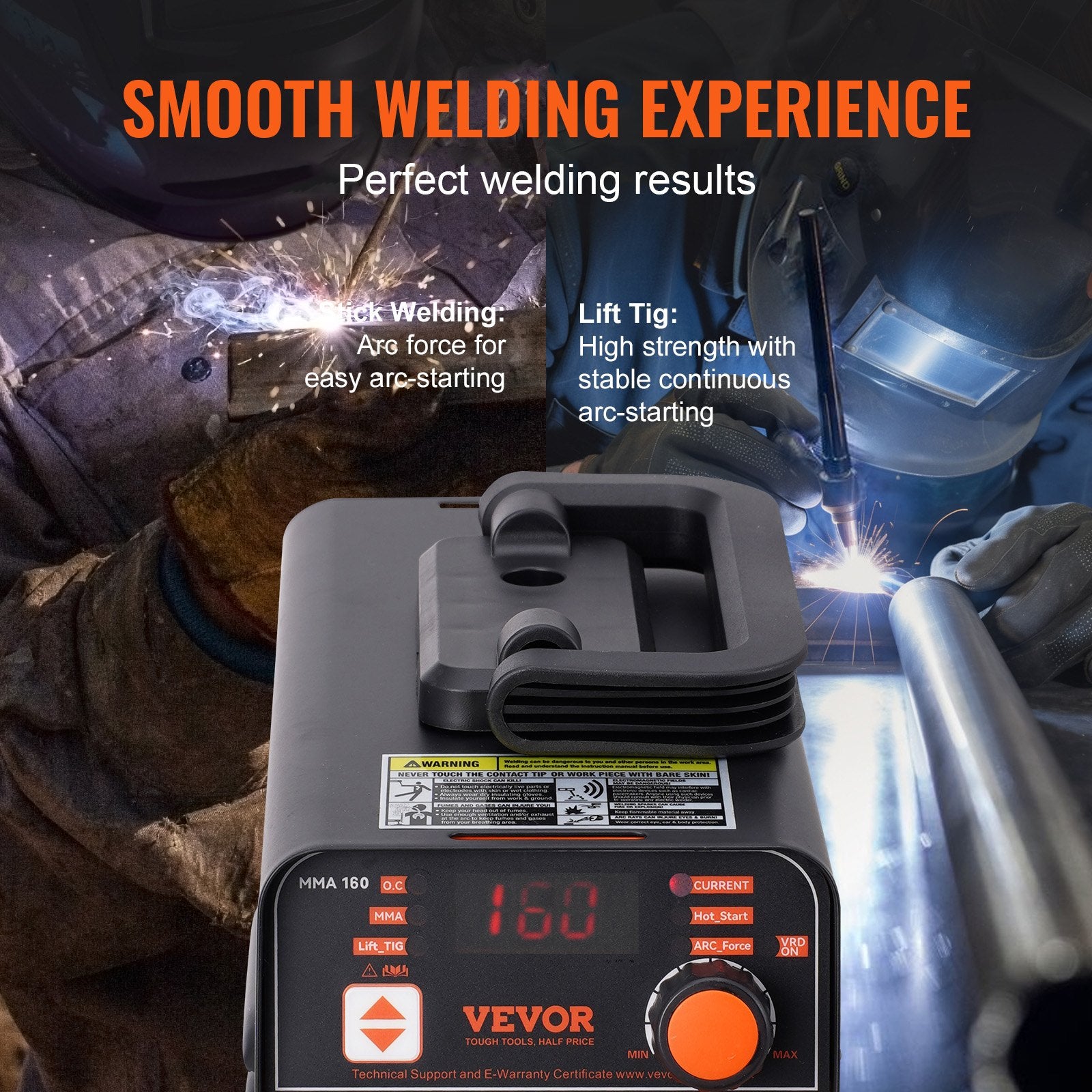 Stick Welder 220V 160A ARC/Lift TIG 2-in-1 Portable Welding Machine LED Display