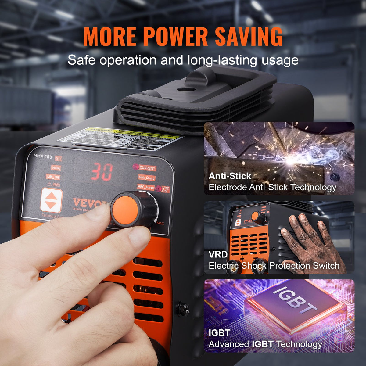 Stick Welder 220V 160A ARC/Lift TIG 2-in-1 Portable Welding Machine LED Display