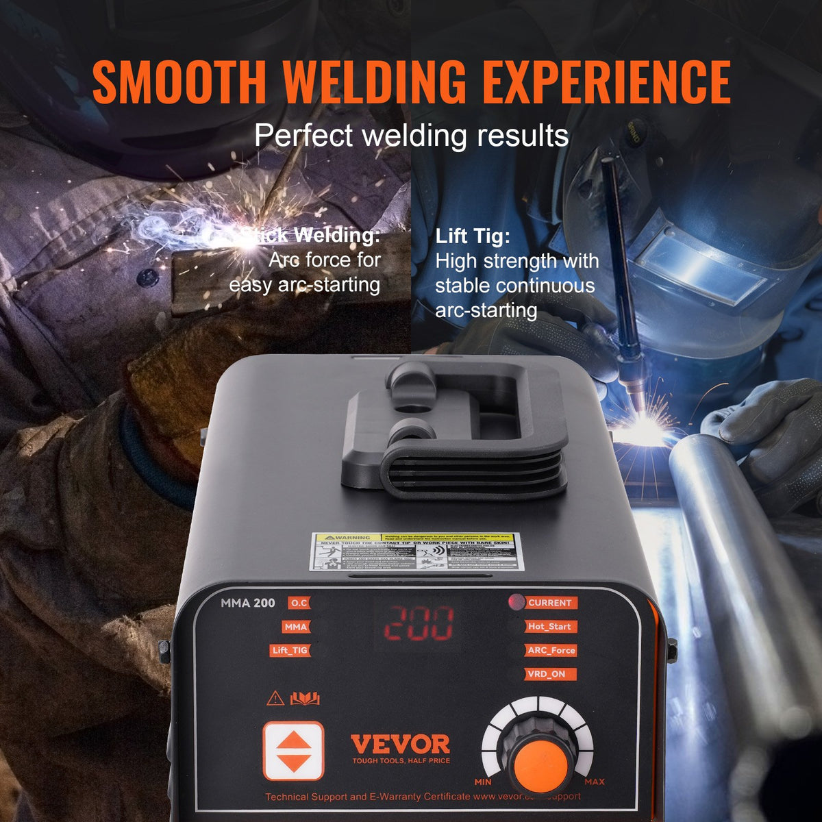 Stick Welder 220V 200A ARC/Lift TIG 2-in-1 Portable Welding Machine LED Display