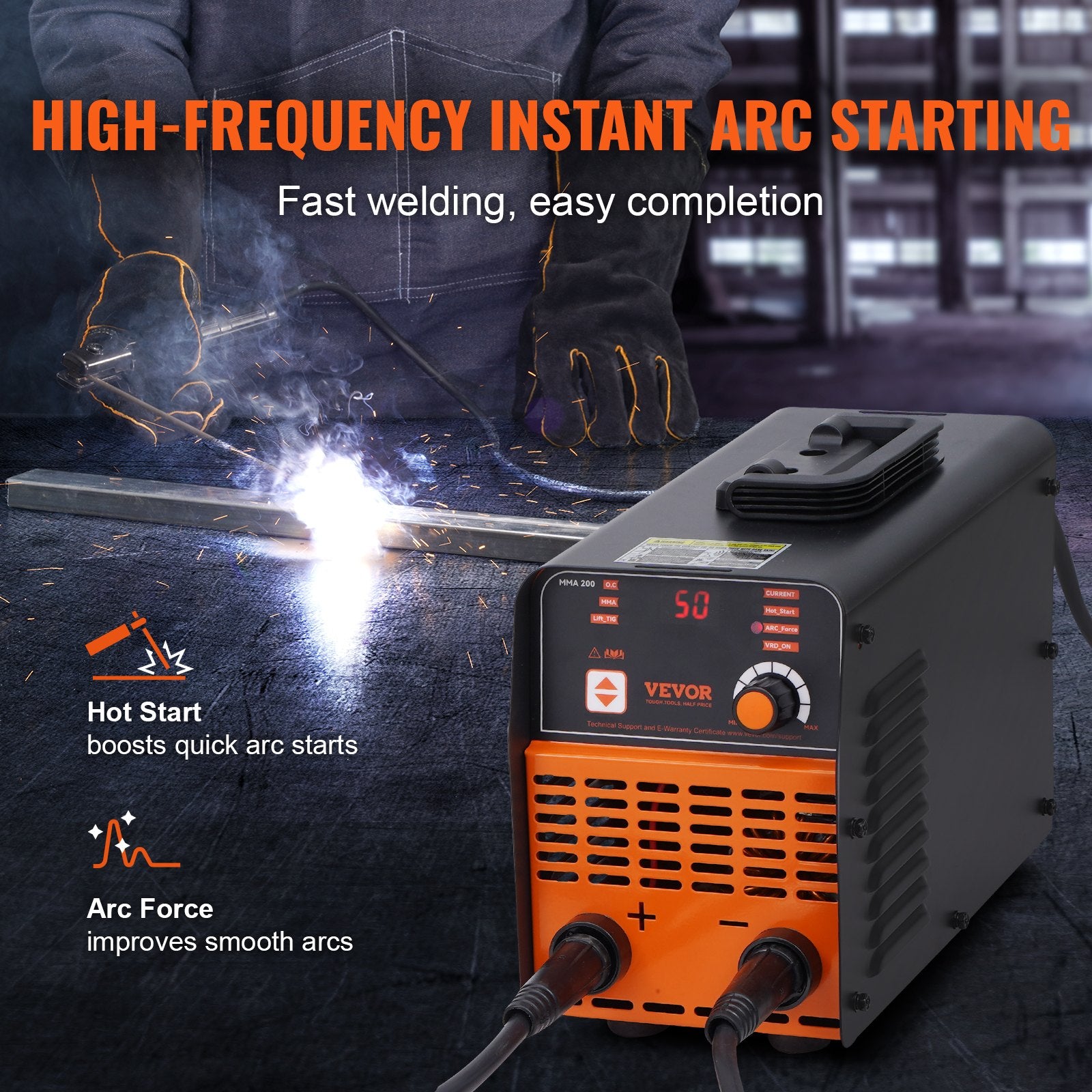Stick Welder 220V 200A ARC/Lift TIG 2-in-1 Portable Welding Machine LED Display