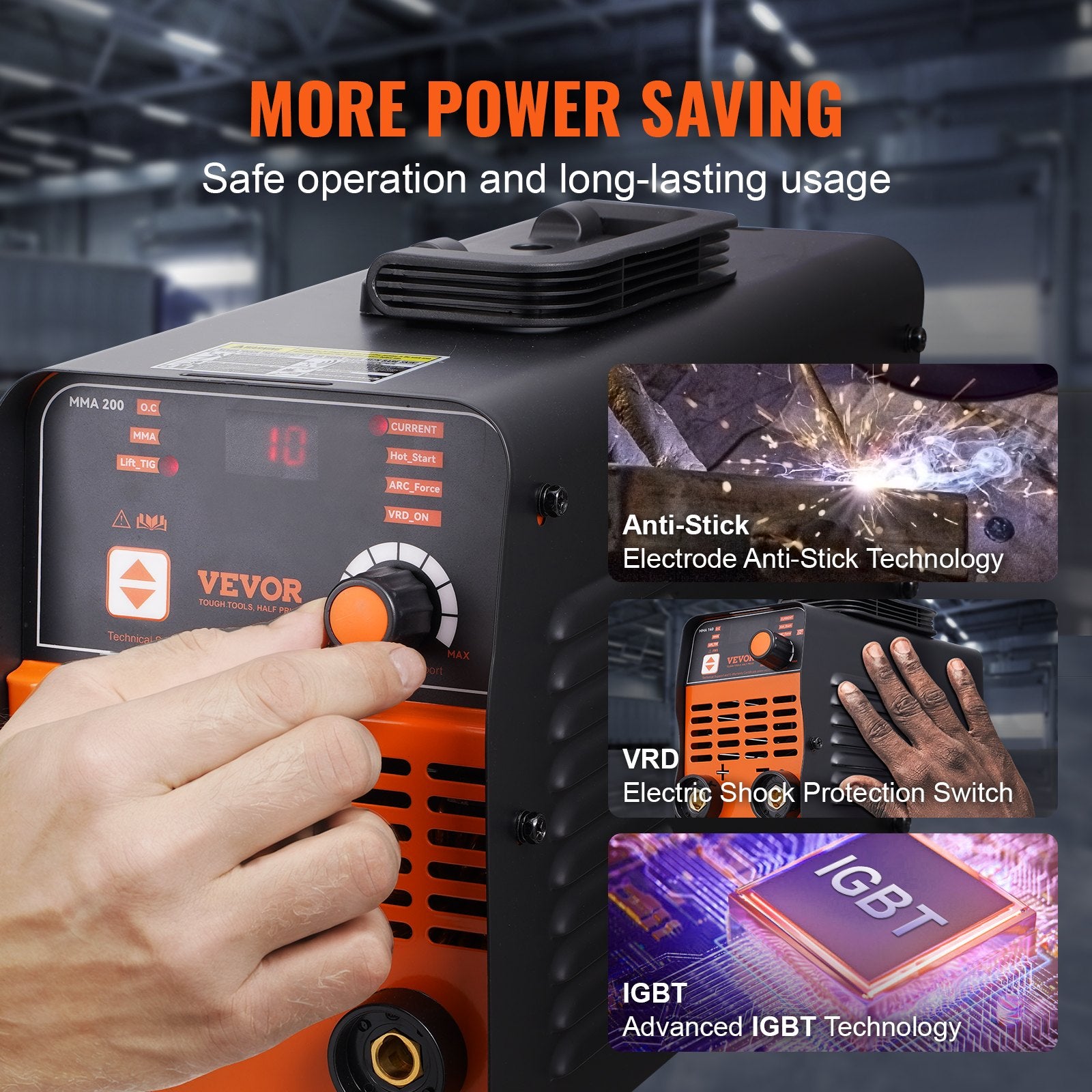 Stick Welder 220V 200A ARC/Lift TIG 2-in-1 Portable Welding Machine LED Display
