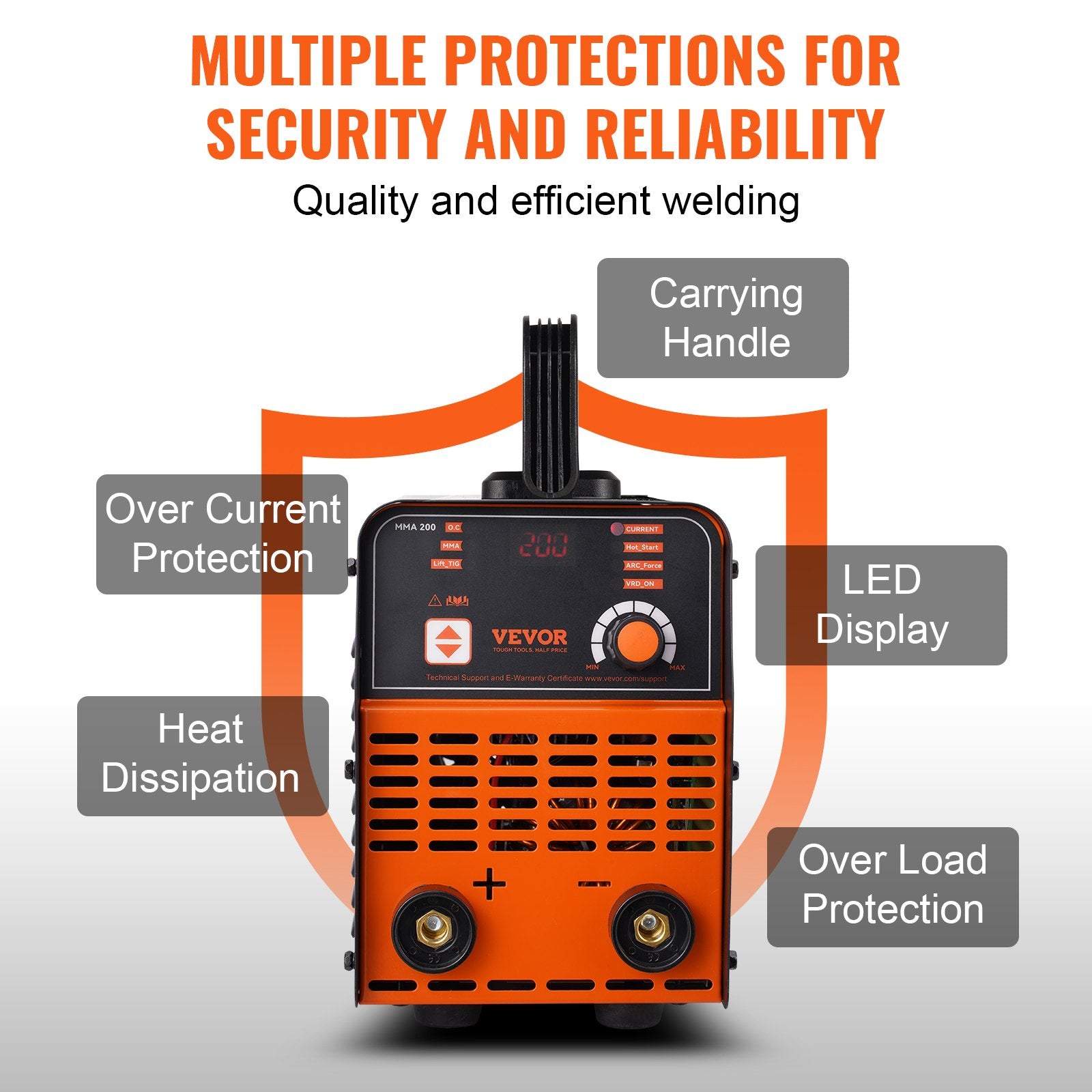 Stick Welder 220V 200A ARC/Lift TIG 2-in-1 Portable Welding Machine LED Display