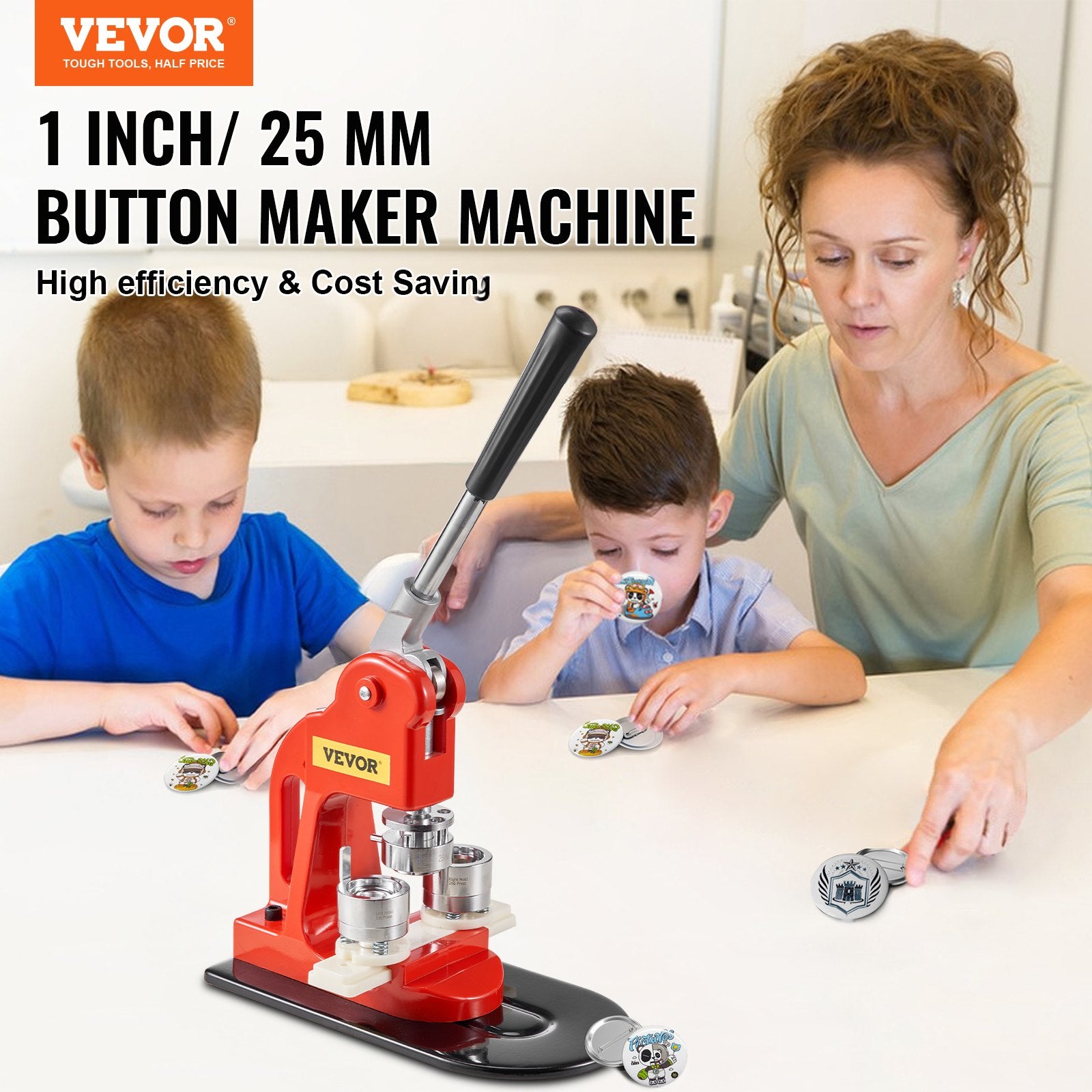 Button Maker Machine 25mm Badge Punch Kit with 500 Parts Cutter Magic Book