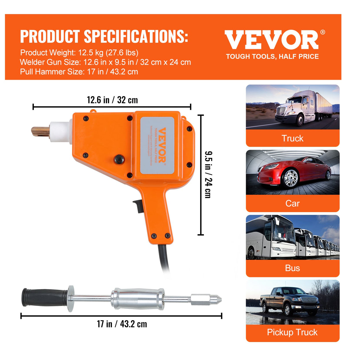 Stud Welder Kit 5500 Dent Repair 800VA Spot Welder Stud Gun Puller Kit