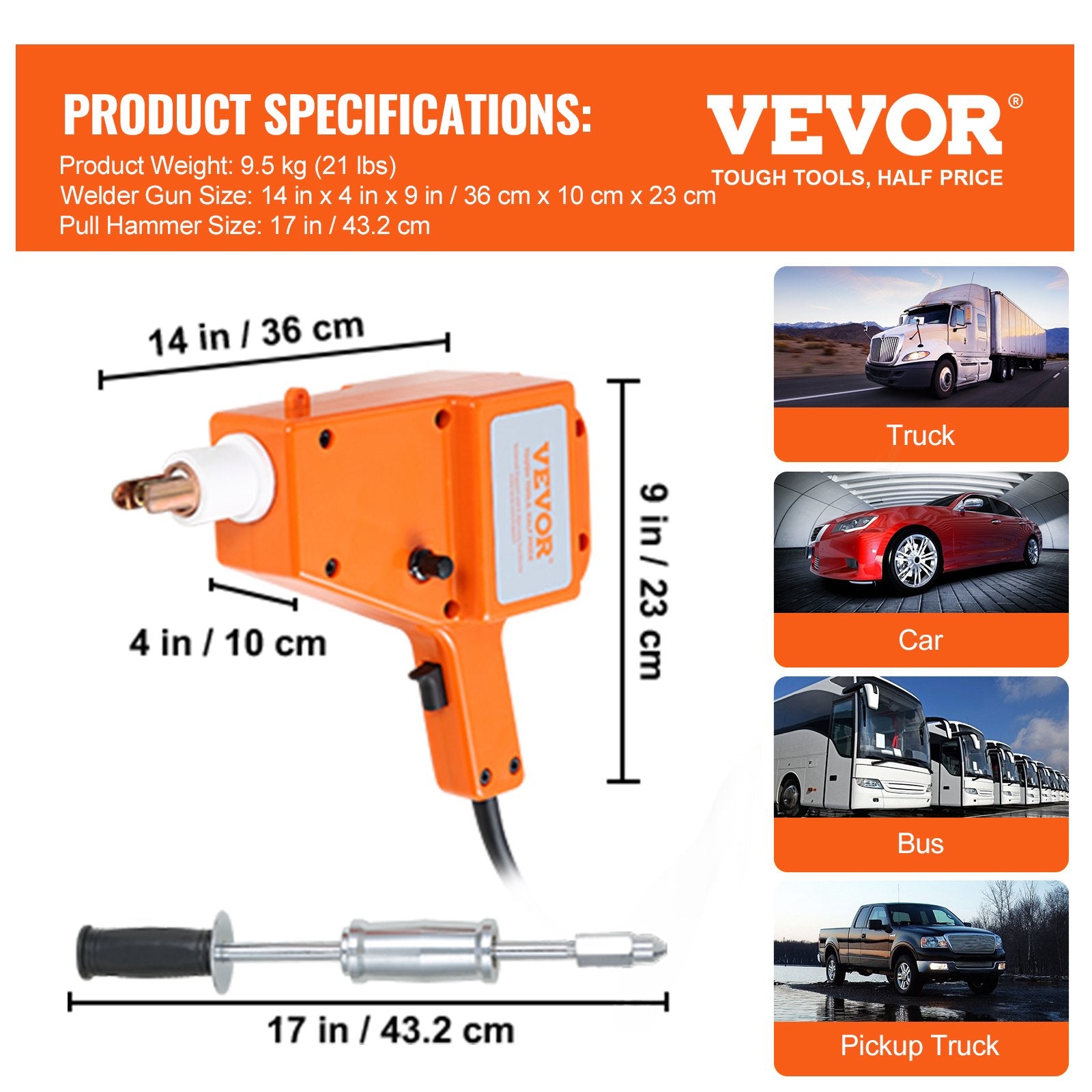 Stud Welder Kit 1600A 800VA 220V Dent Repair Spot Welder with Accessories