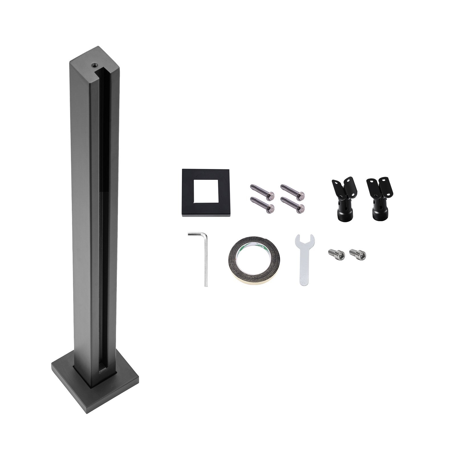 Glass Clamp 35.83in Height 0.39-0.47in Tempered Glass 304 Stainless Steel Mount