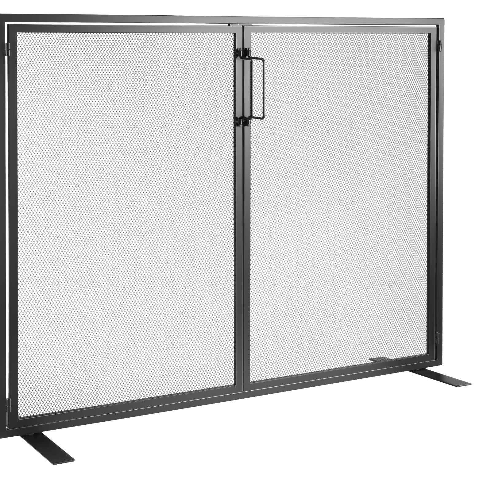 990x780mm Fireplace 1 Panel Screen with Door Black