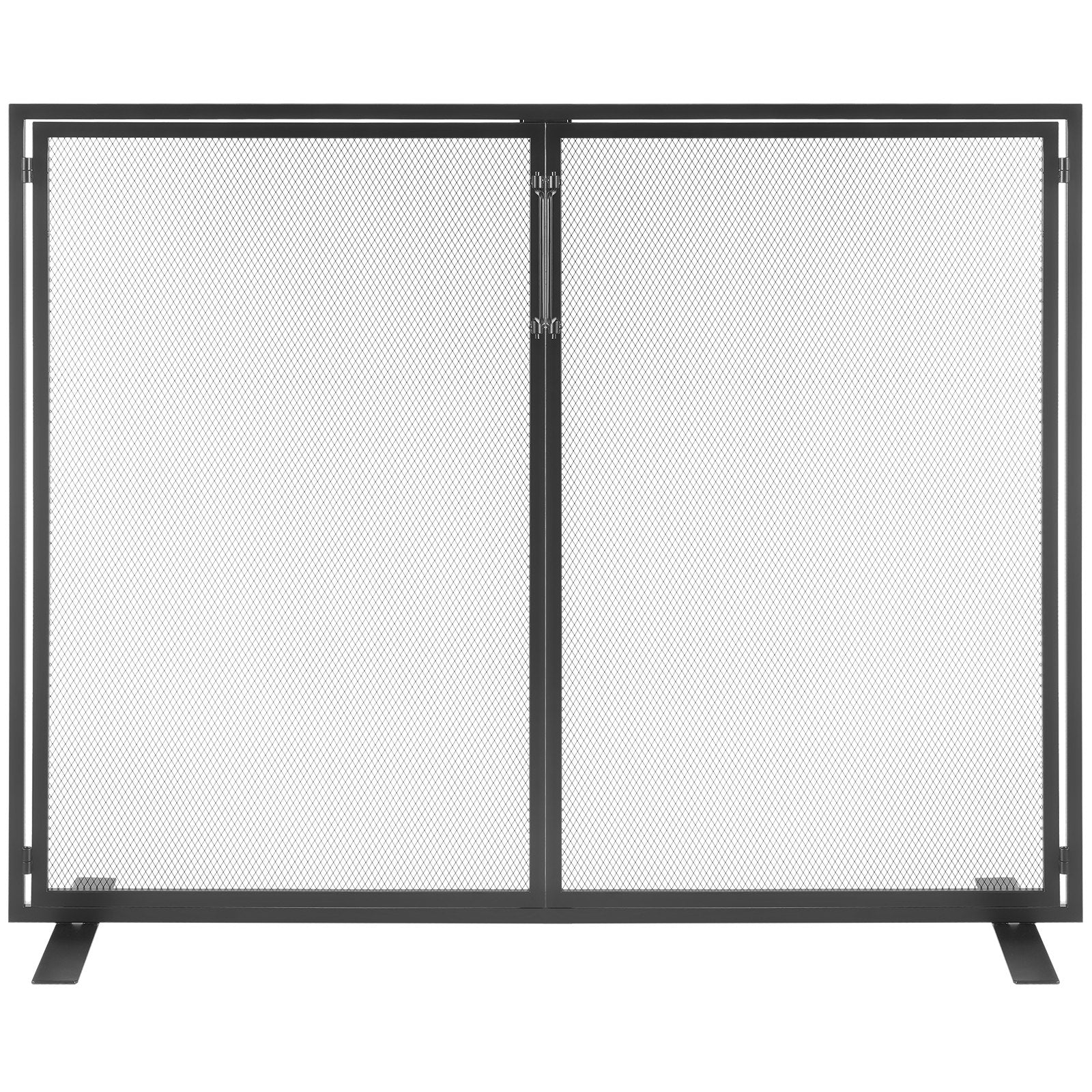 990x780mm Fireplace 1 Panel Screen with Door Black
