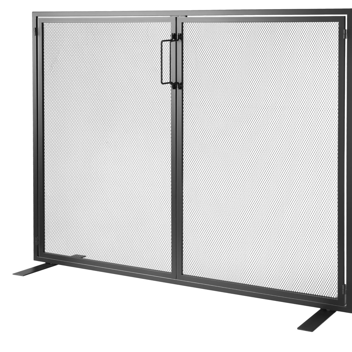 990x780mm Fireplace 1 Panel Screen with Door Black