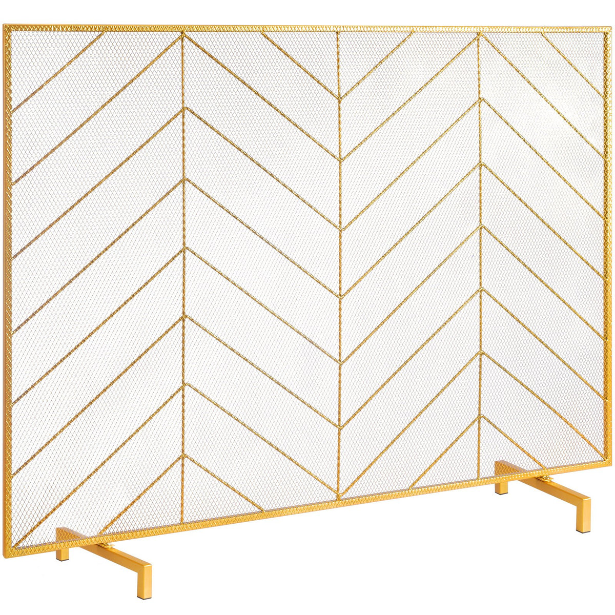 980x758mm Single Panel Fireplace Screen Gold