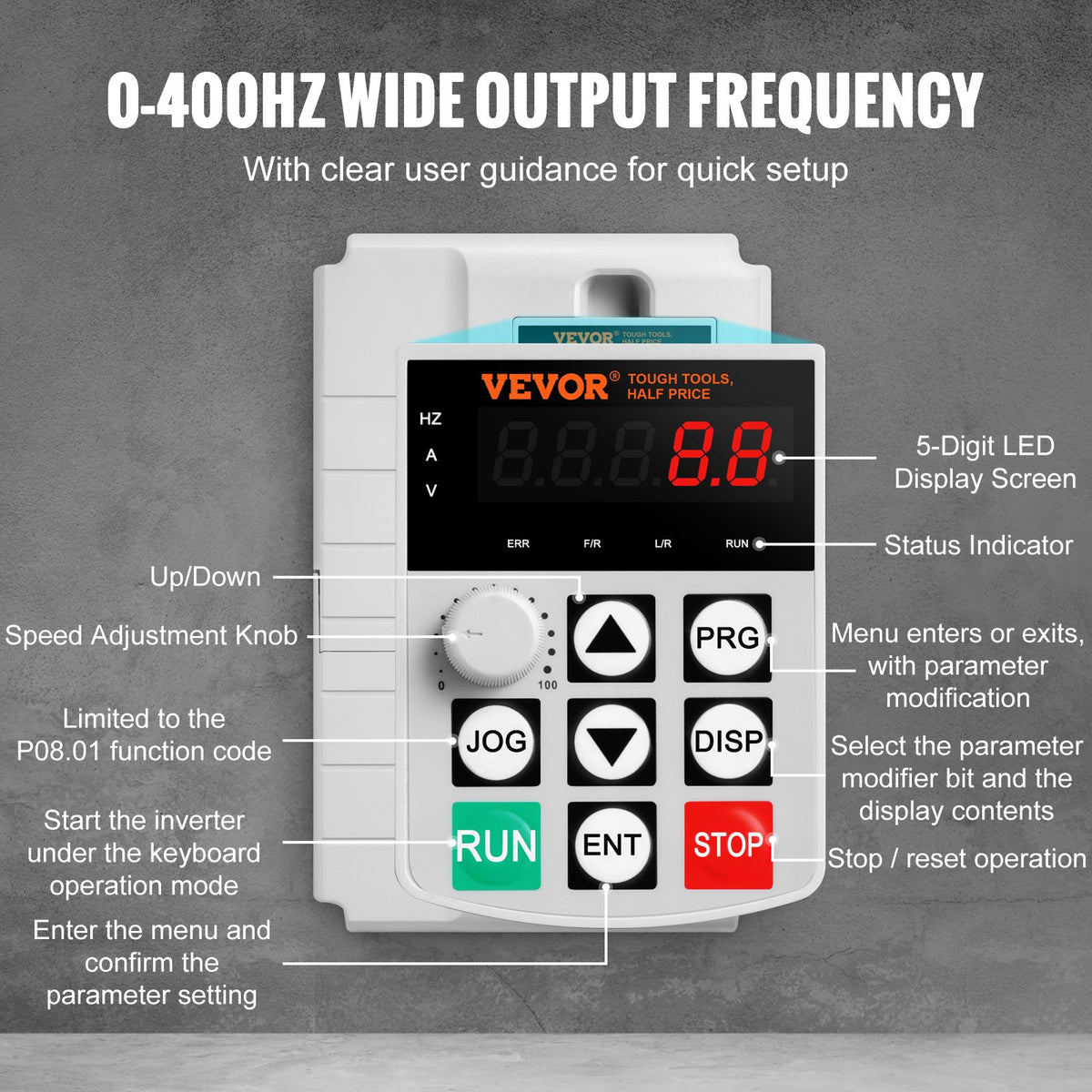 VFD 10HP 7.5KW 34A 1-Phase to 3-Phase 220V-240V AC Motor Drive
