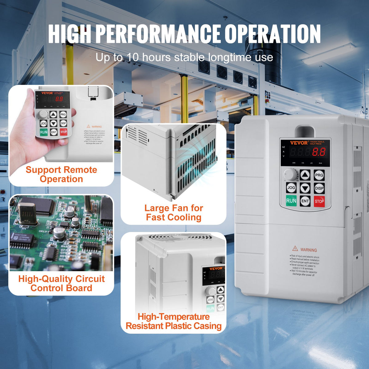 VFD 10HP 7.5KW 34A 1-Phase to 3-Phase 220V-240V AC Motor Drive