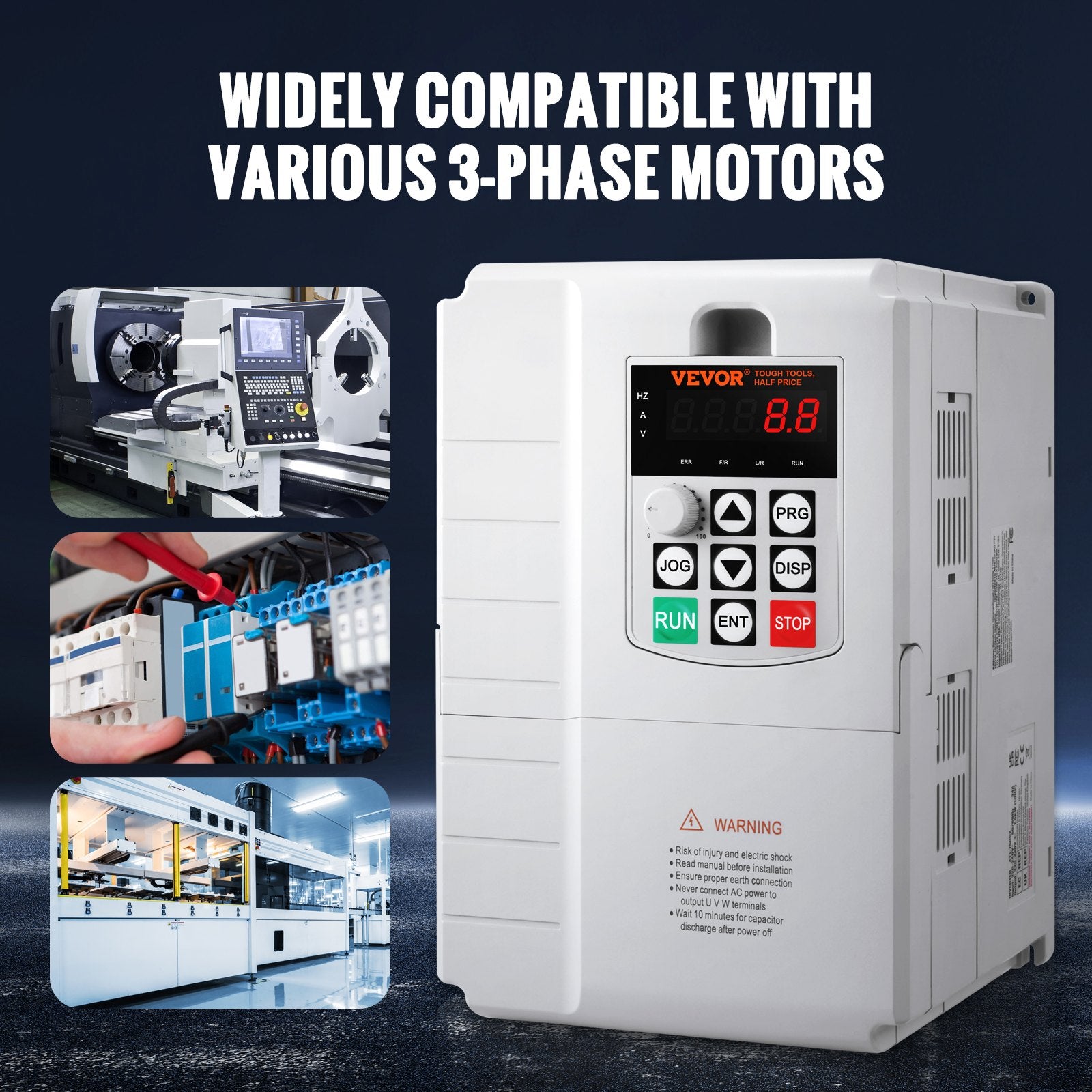 VFD 10HP 7.5KW 34A 1-Phase to 3-Phase 220V-240V AC Motor Drive