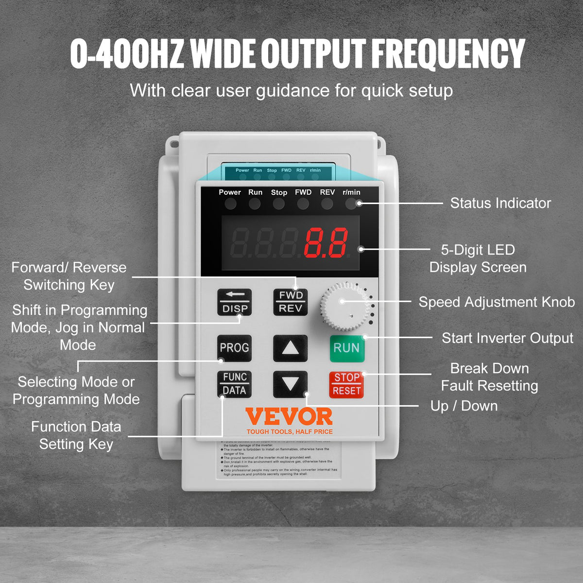 VFD 5HP 4KW 18A 1-Phase to 3-Phase 220V-240V AC Motor Drive