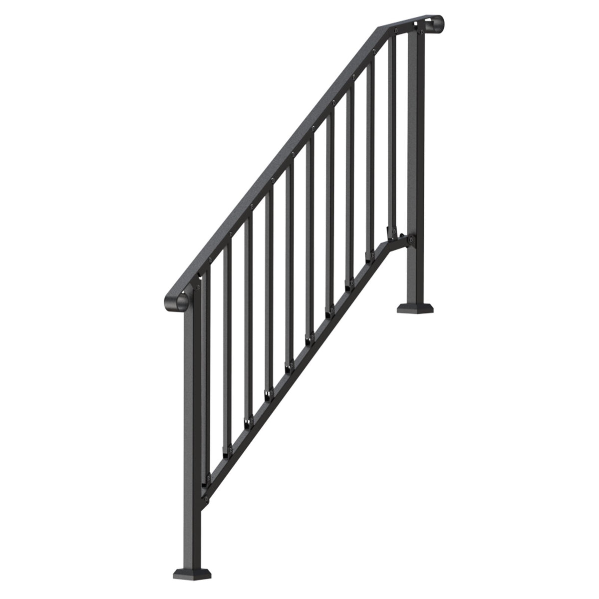 Outdoor Step Handrails, 5-Step Stair Rail Kit, Carbon Steel, Black Retro Arch