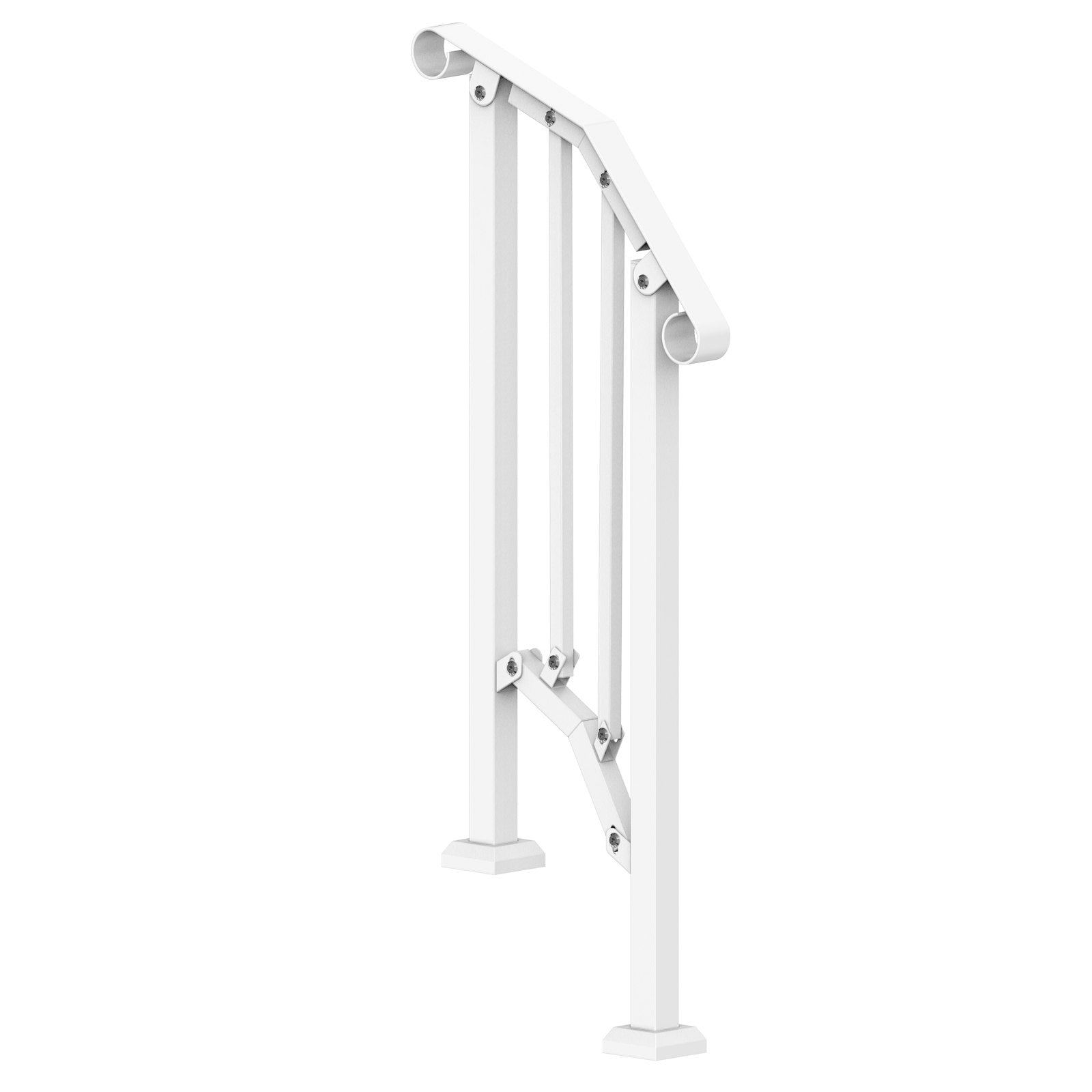 Outdoor Step Handrails 1-2 Step Stair Rail Kit White Carbon Steel with Install