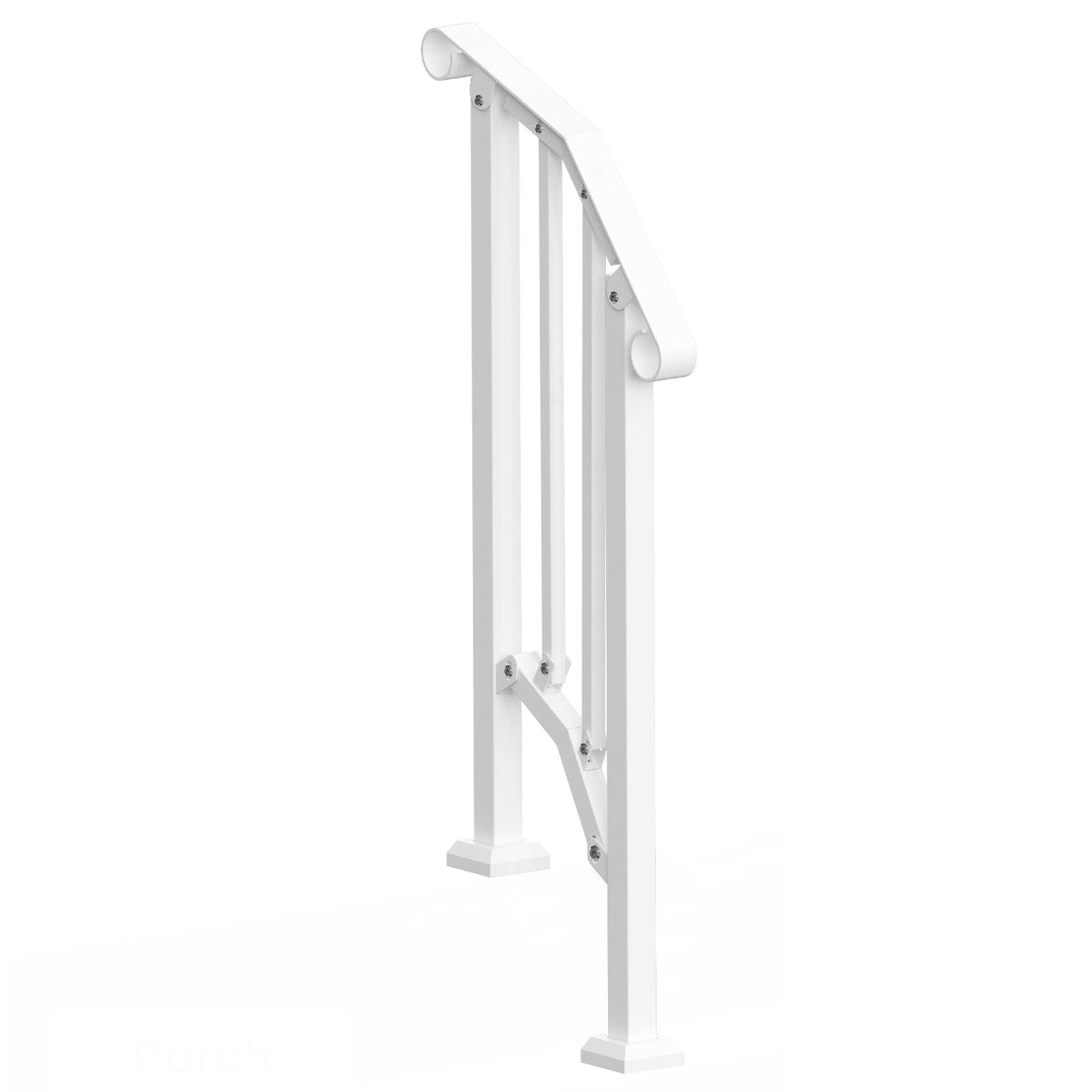 Outdoor Step Handrails 1-2 Step Stair Rail Kit White Carbon Steel with Install