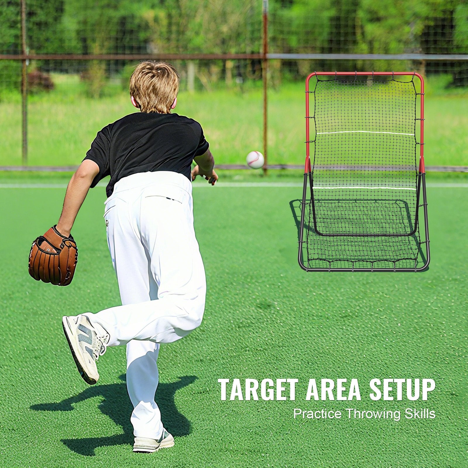 Baseball & Softball Rebounder Net 3x4.5ft PitchBack Trainer 3-Way Fielding Net