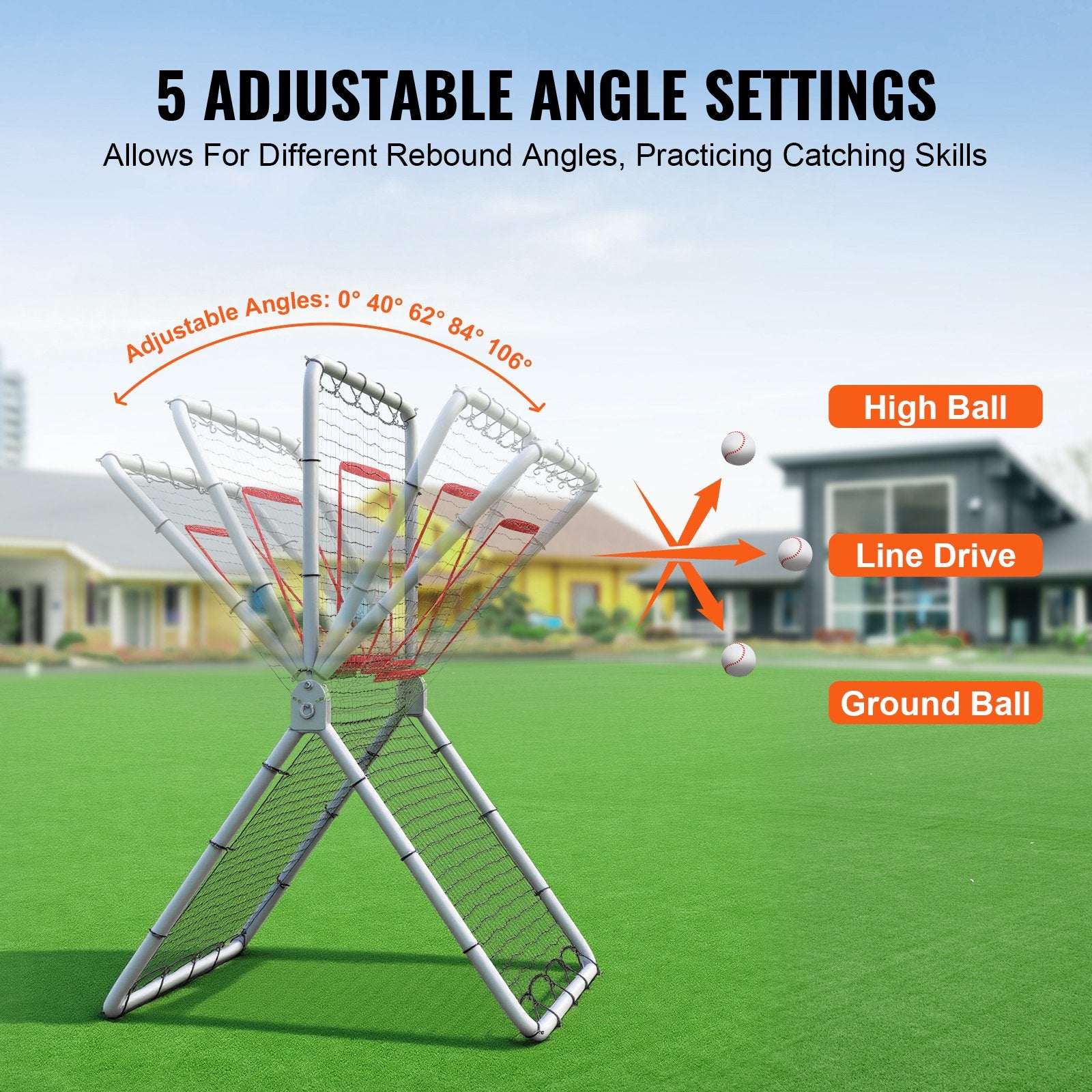 Baseball & Softball Rebounder Net 3.5x6ft PitchBack Trainer 5 Adjustable Angles