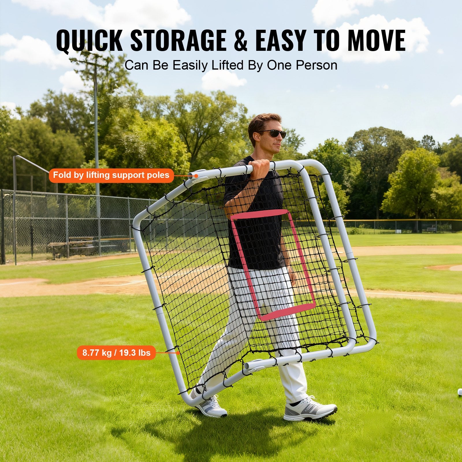 Baseball & Softball Rebounder Net 3.5x6ft PitchBack Trainer 5 Adjustable Angles