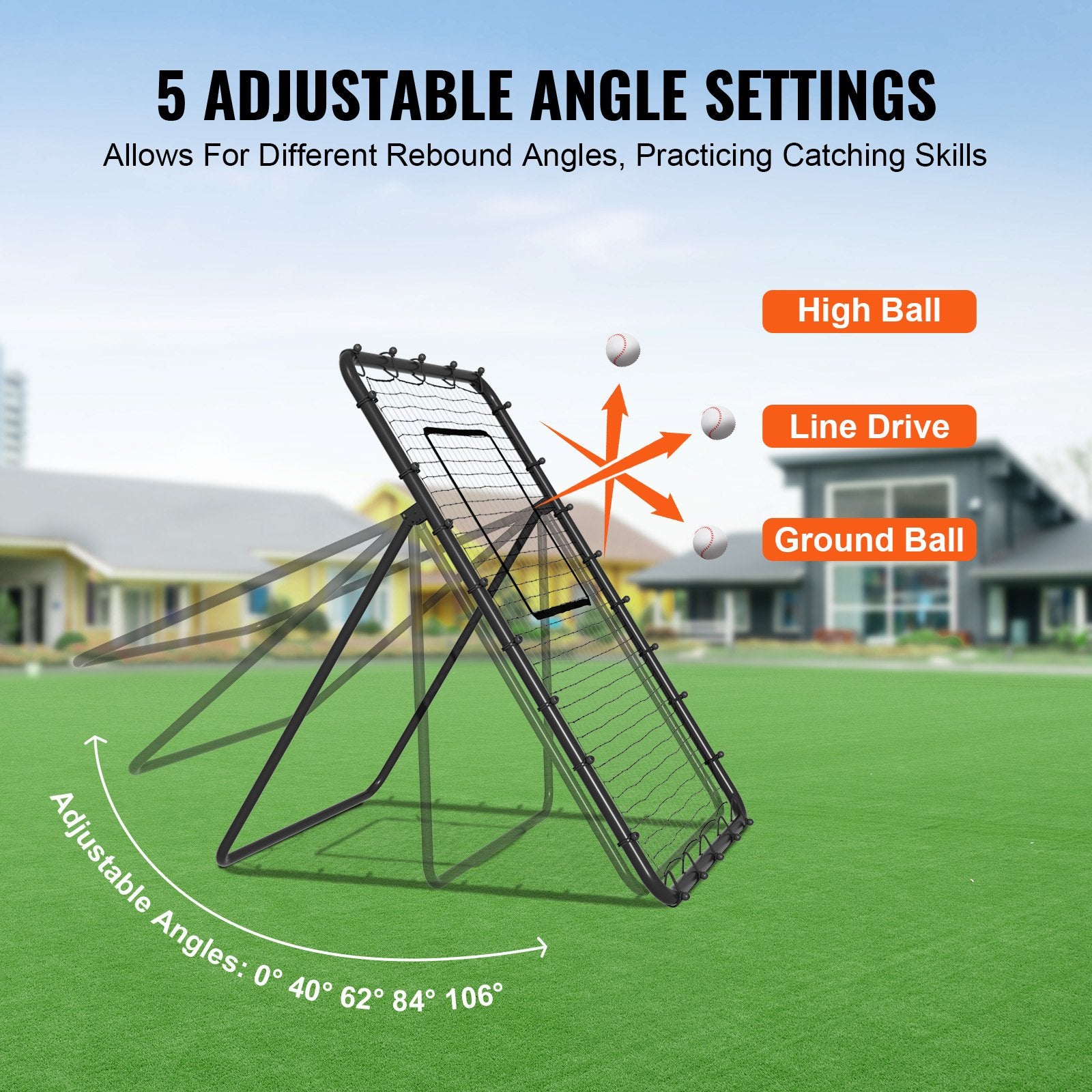 Baseball & Softball Rebounder Net 4x6ft PitchBack Trainer with Adjustable Target