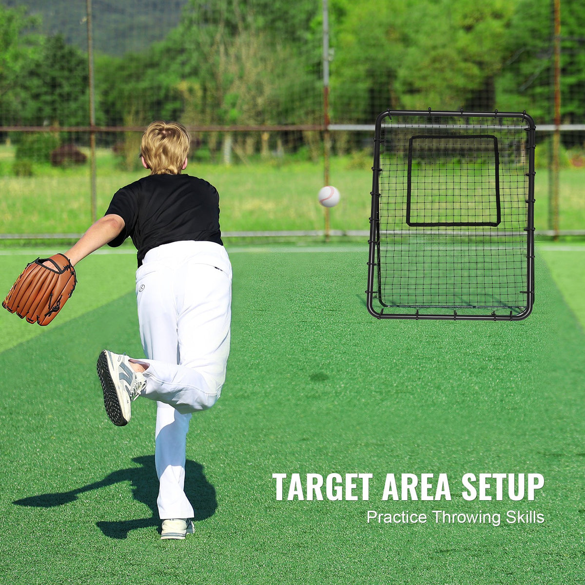 Baseball & Softball Rebounder Net 4x6ft PitchBack Trainer with Adjustable Target