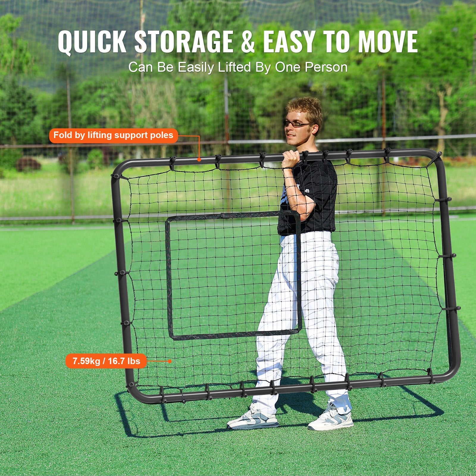 Baseball & Softball Rebounder Net 4x6ft PitchBack Trainer with Adjustable Target
