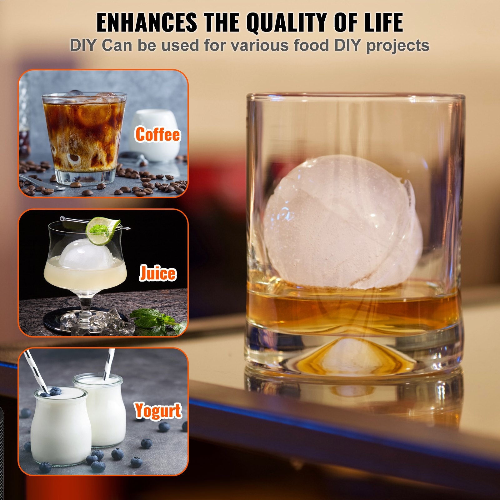 Ice Ball Press, 6cm Aircraft Al Alloy Ice Sphere Maker with Tong and Drip Tray