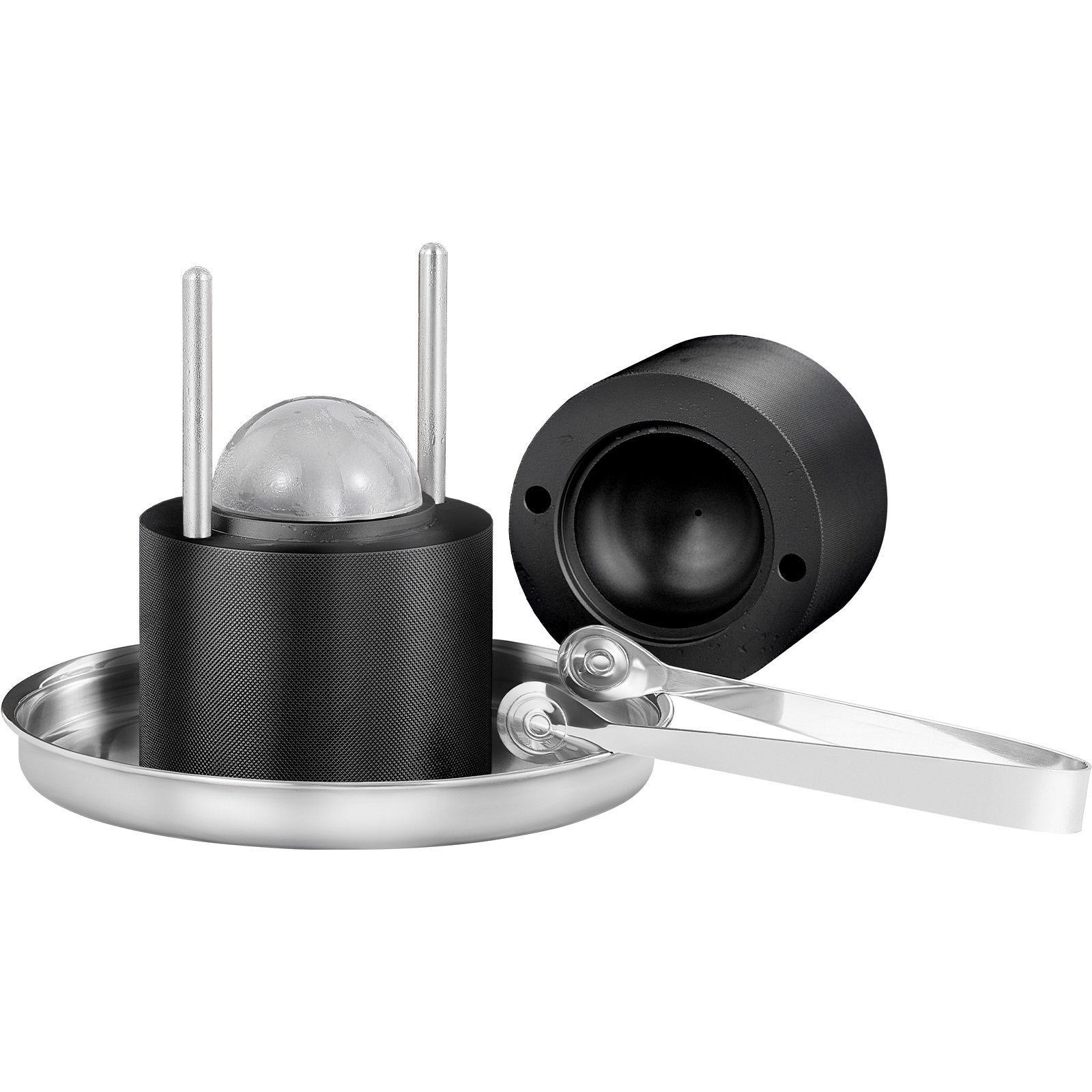 Ice Ball Press, 6cm Aircraft Al Alloy Ice Sphere Maker with Tong and Drip Tray