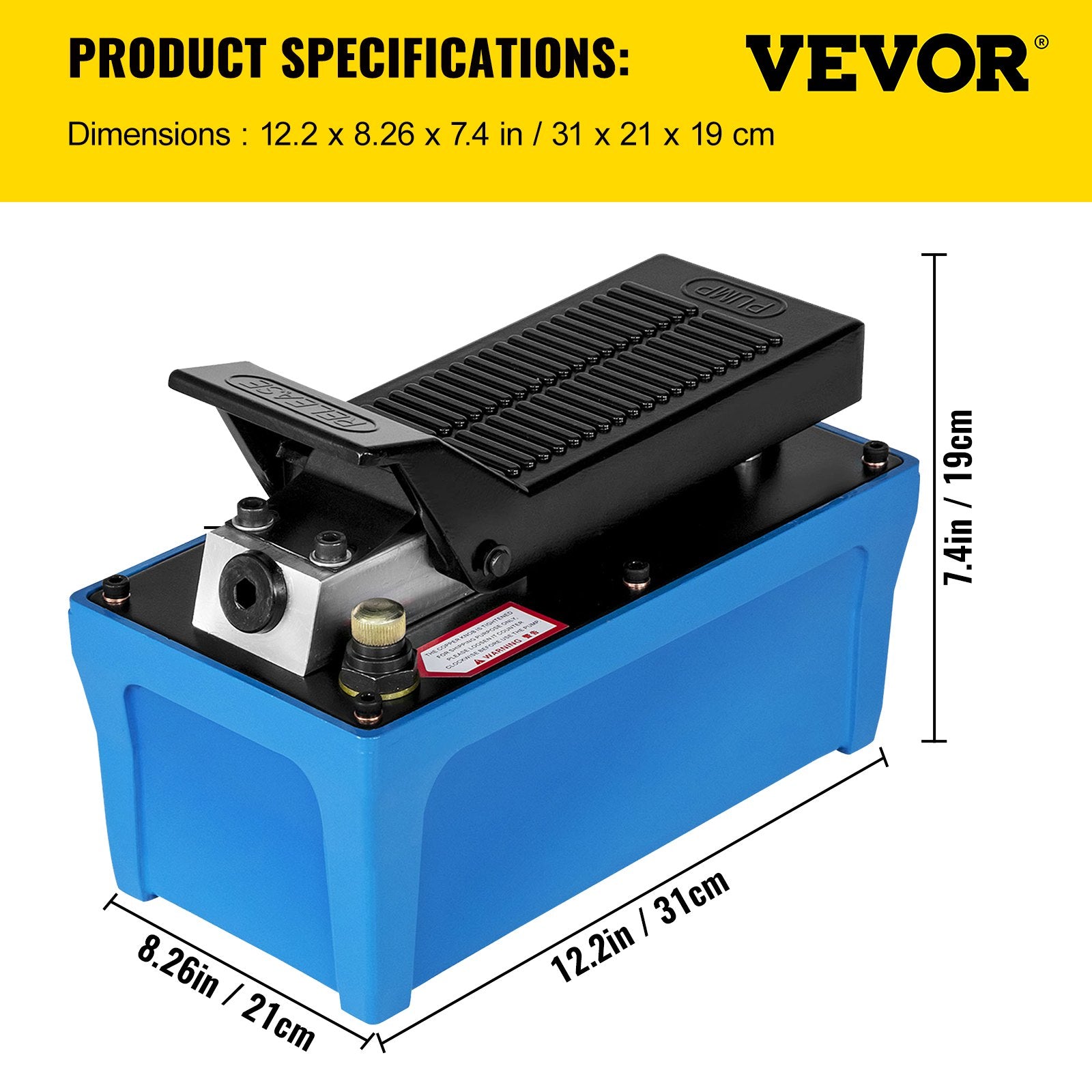 Air Hydraulic Pump 10000 PSI, 1/2 Gal Reservoir, Foot-Actuated, 3/8" NPT, Blue