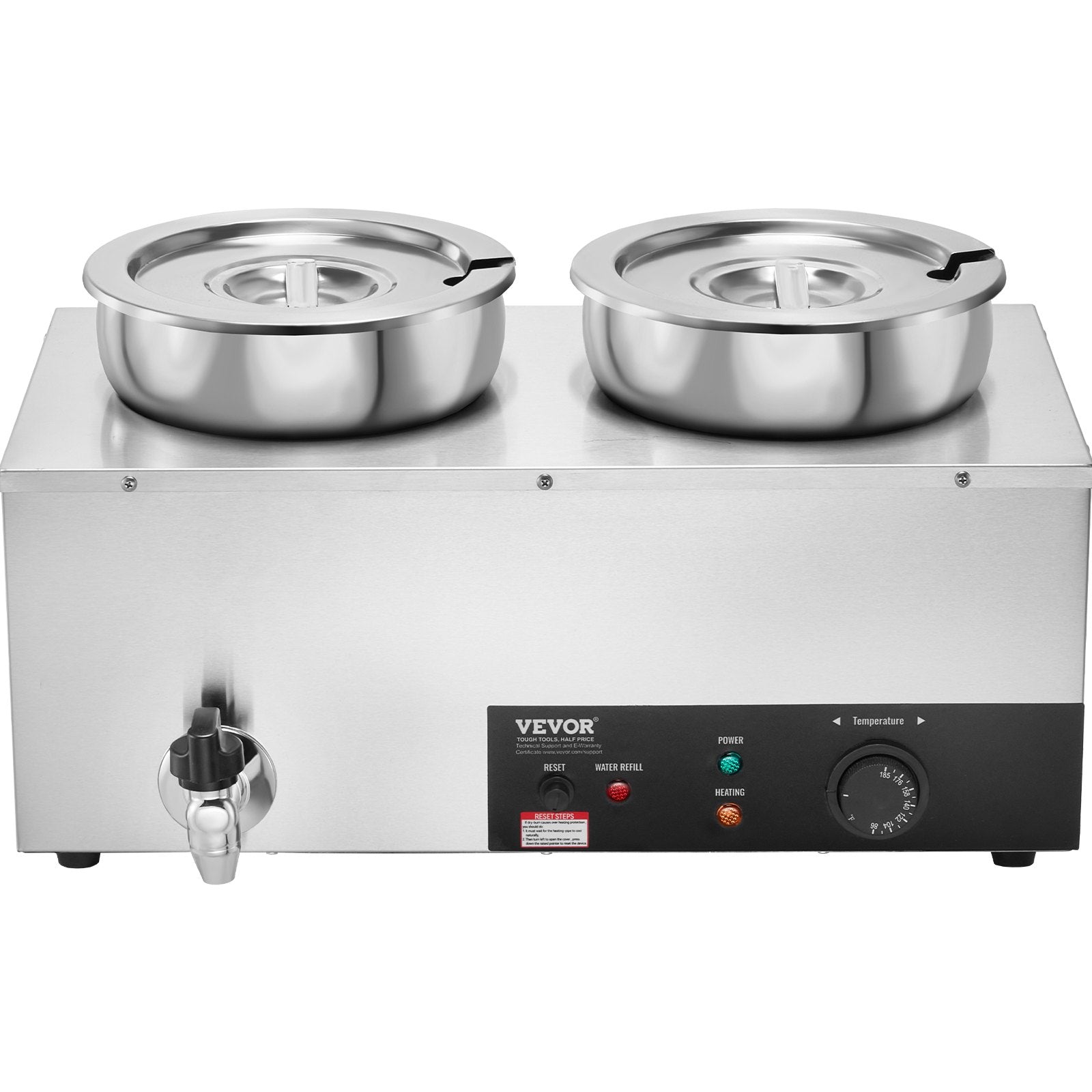 Electric Soup Warmer 2×7.4QT  Steel Pots 1200W Adjustable Temp Bain Marie