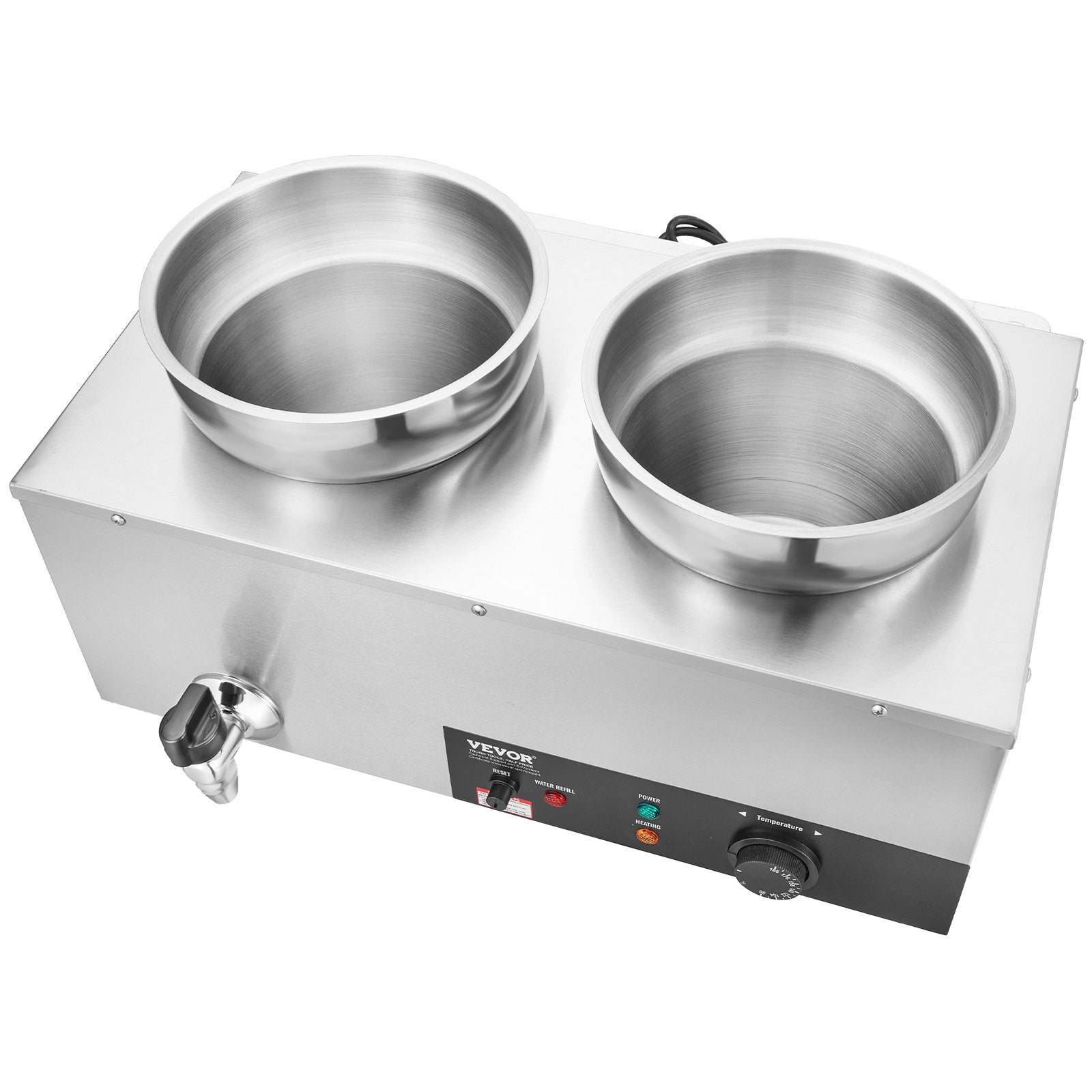 Electric Soup Warmer 2×7.4QT  Steel Pots 1200W Adjustable Temp Bain Marie