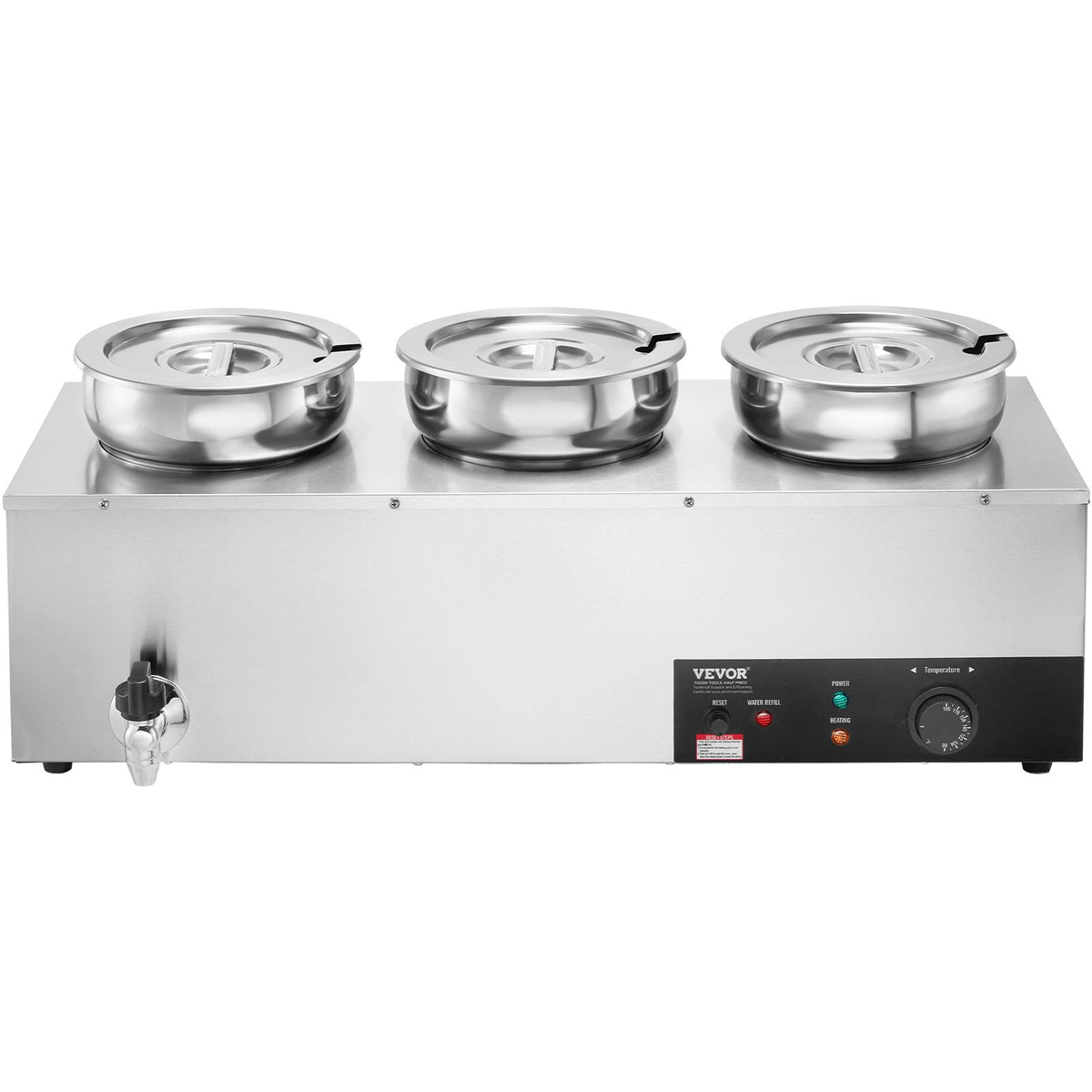Electric Soup Warmer 3×7.4QT Steel Pots 1200W Adjustable Temp Bain Marie