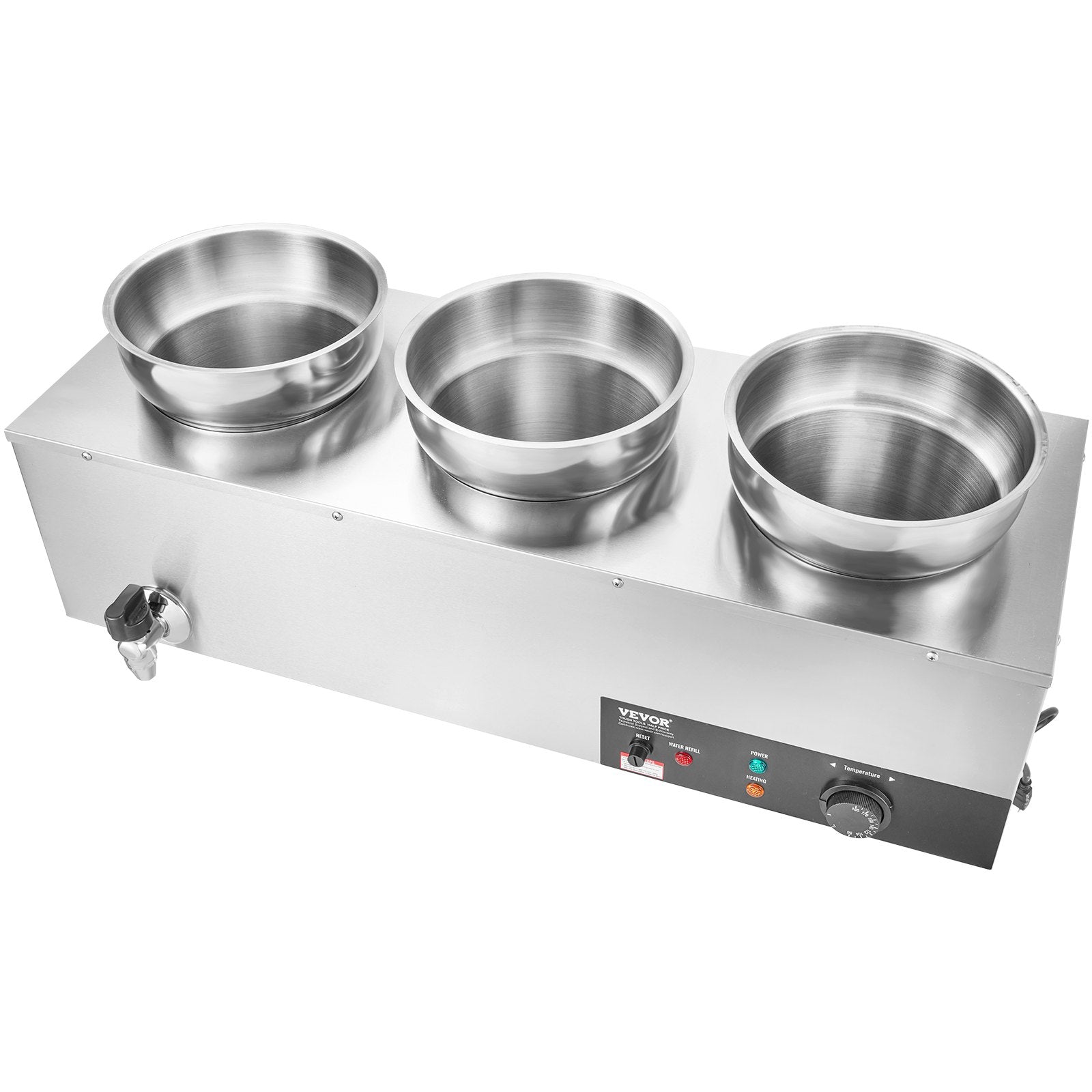 Electric Soup Warmer 3×7.4QT Steel Pots 1200W Adjustable Temp Bain Marie