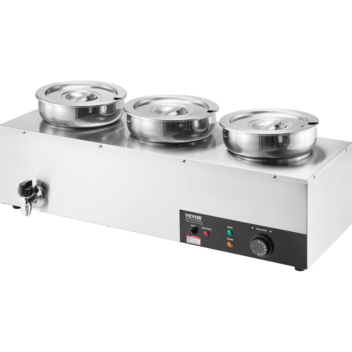 Electric Soup Warmer 3×7.4QT Steel Pots 1200W Adjustable Temp Bain Marie