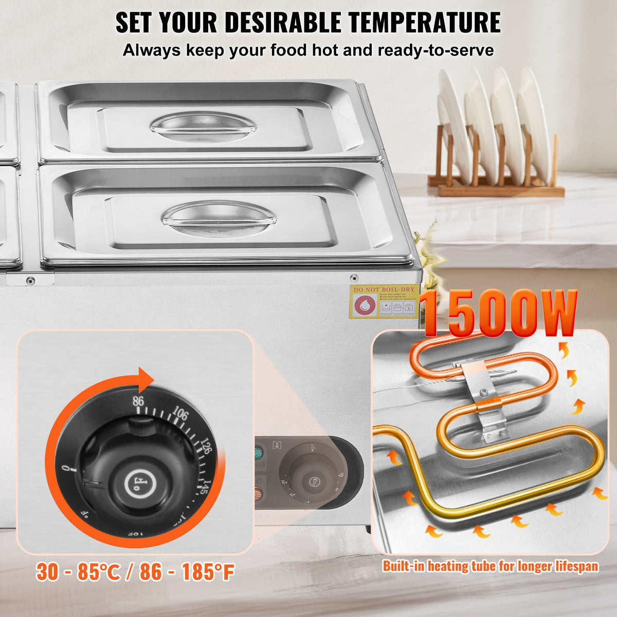 Commercial Electric Food Warmer Countertop Buffet 4x12 Qt Pan Bain Marie