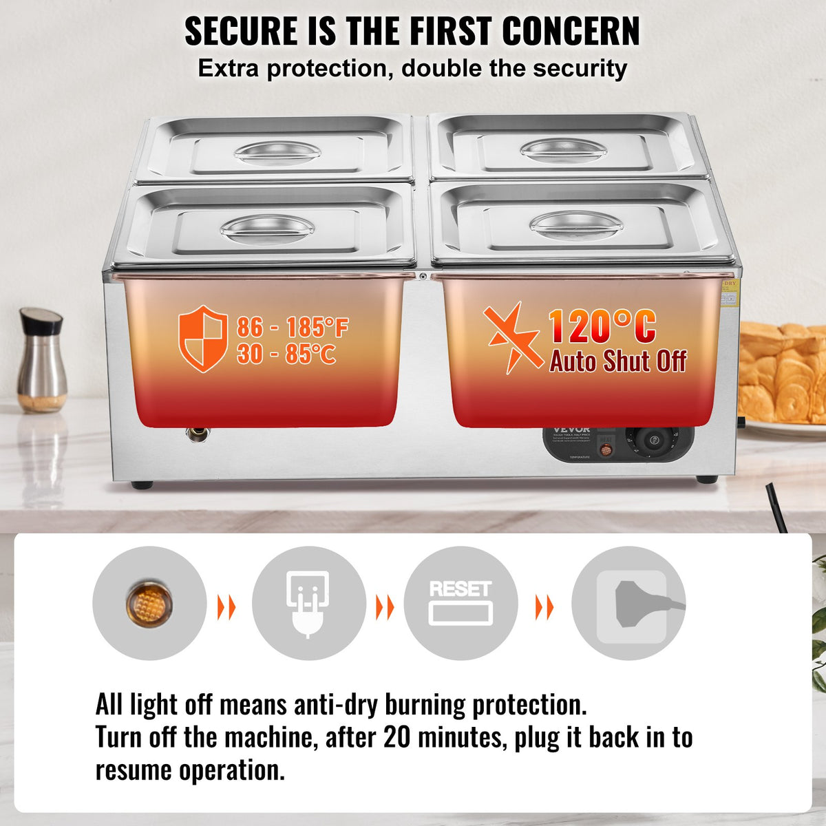 Commercial Electric Food Warmer Countertop Buffet 4x12 Qt Pan Bain Marie