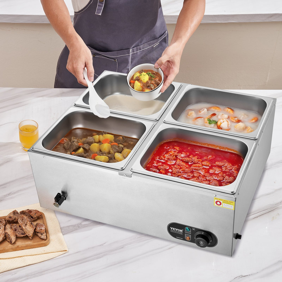 Commercial Electric Food Warmer Countertop Buffet 4x12 Qt Pan Bain Marie