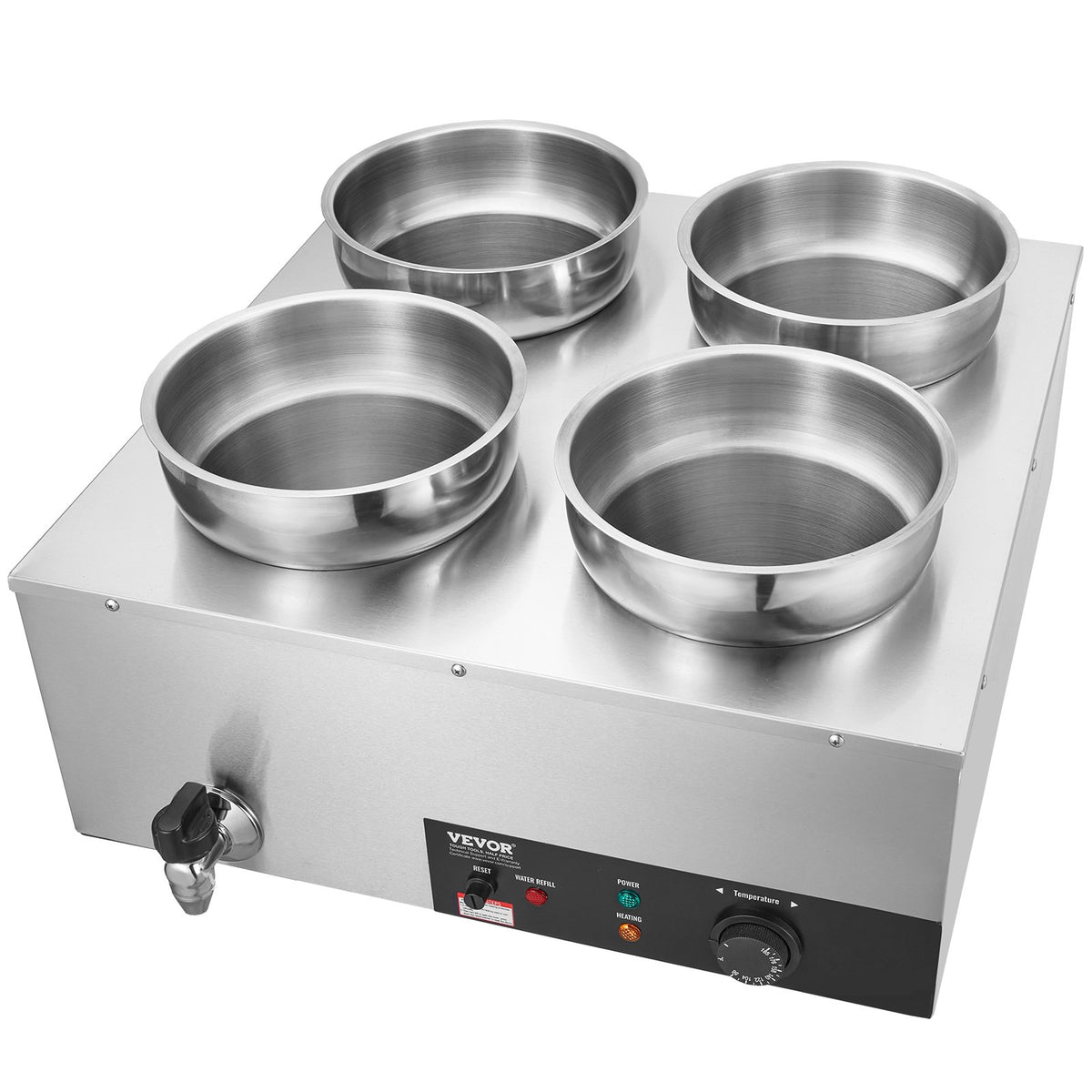 Electric Soup Warmer 4×7.4QT Stainless Steel 1500W Adjustable Temp Bain Marie