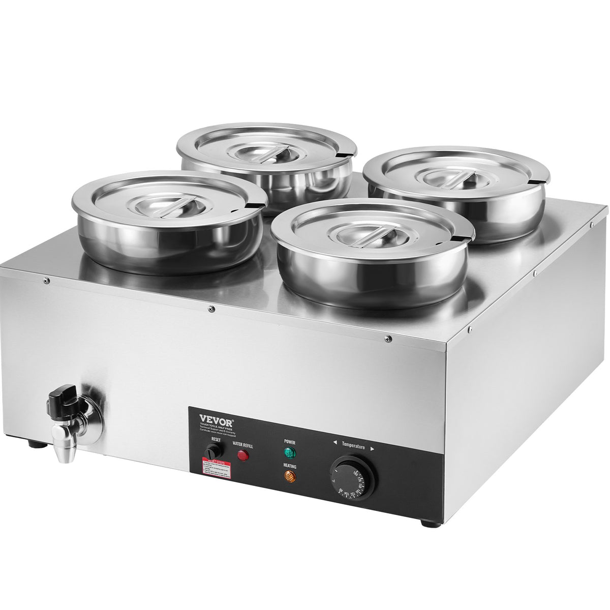Electric Soup Warmer 4×7.4QT Stainless Steel 1500W Adjustable Temp Bain Marie