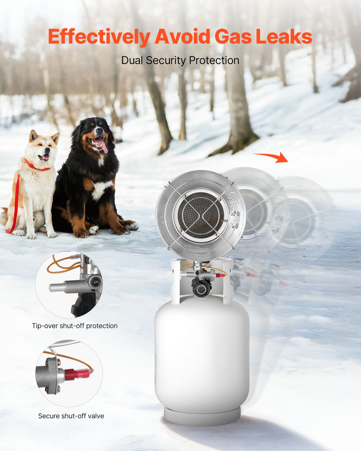 Tank Top Heater Propane with Trolley 15000 BTU Infrared 180 Degree Tanks