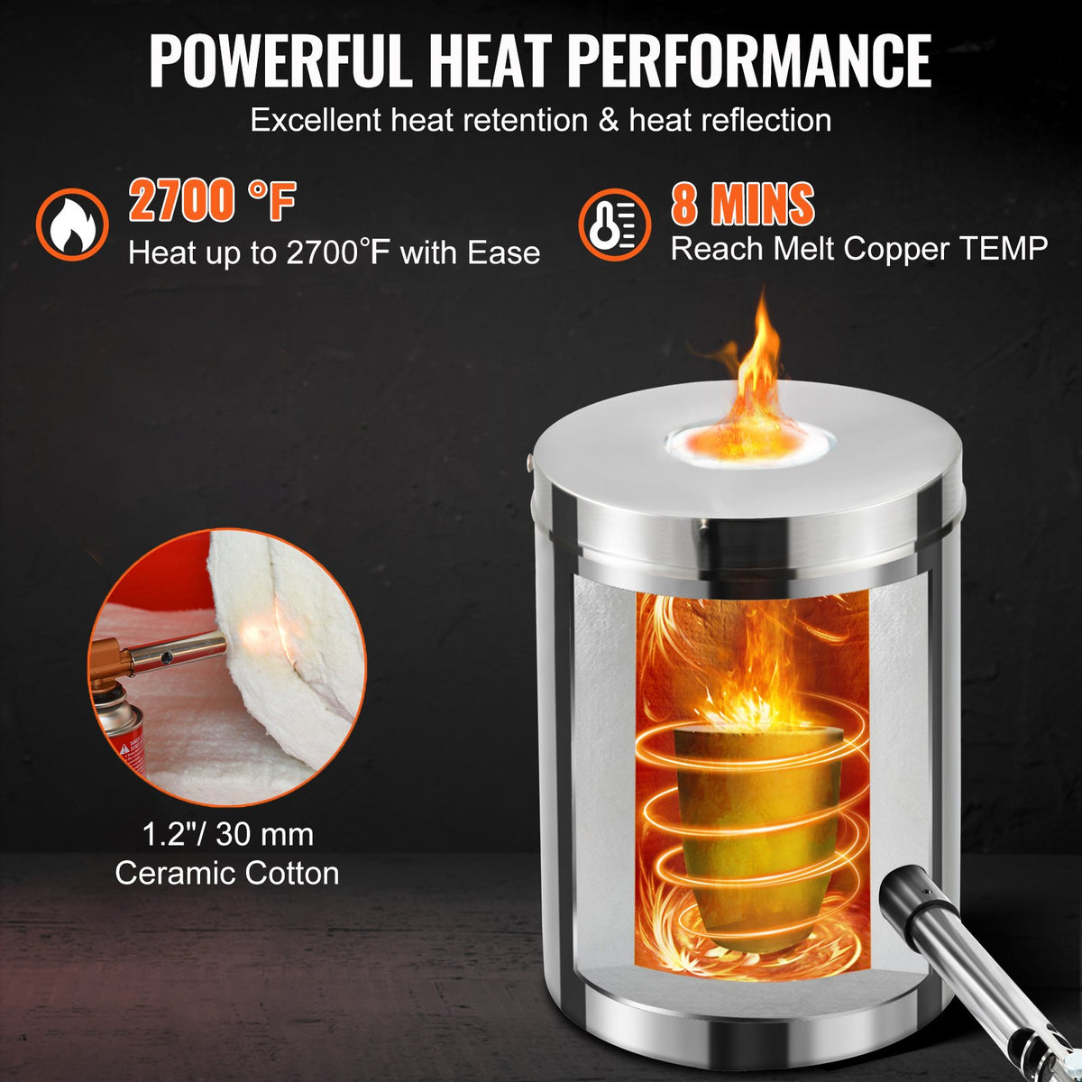 Propane Melting Furnace Kit 6KG Foundry Kiln Crucible Tongs Stainless Steel