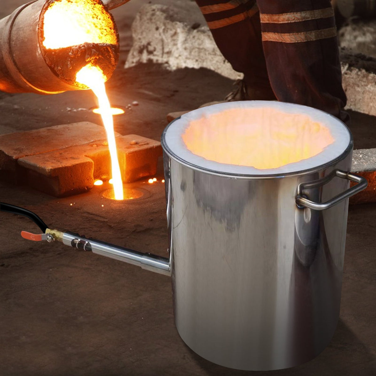 Propane Melting Furnace Kit 6KG Foundry Kiln Crucible Tongs Stainless Steel