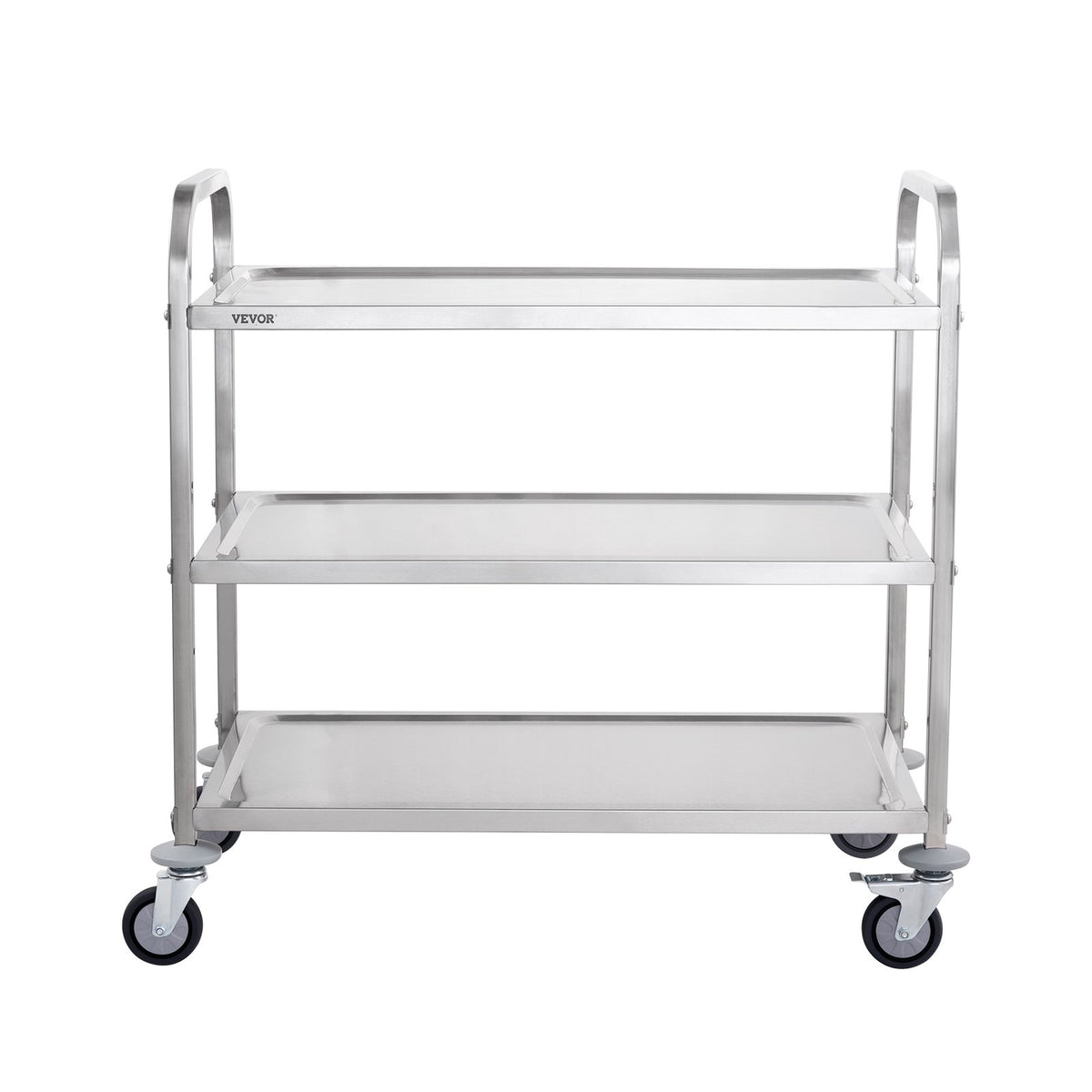 Kitchen Utility Cart 3-Tier Steel Rolling 204KG with Wheels and Hooks
