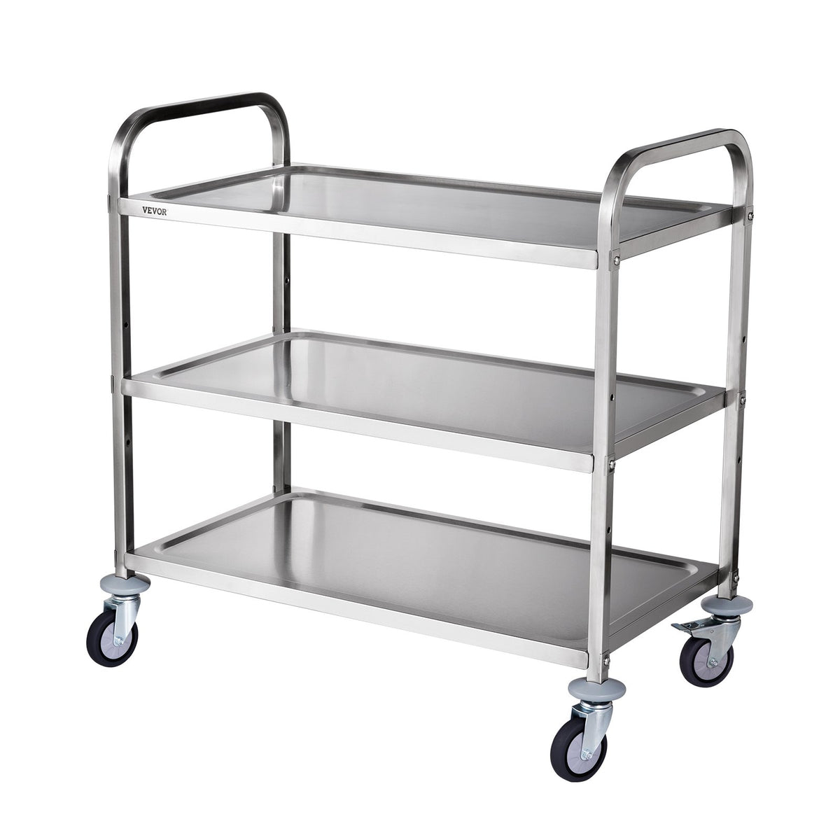 Kitchen Utility Cart 3-Tier Steel Rolling 204KG with Wheels and Hooks